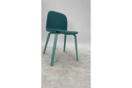Painted Timber Leg Turquoise Fabric Chair
