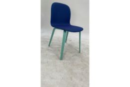 Painted Timber Leg Blue Fabric Chair