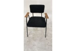 Black Commercial Grade Chair With Wooden Armrest