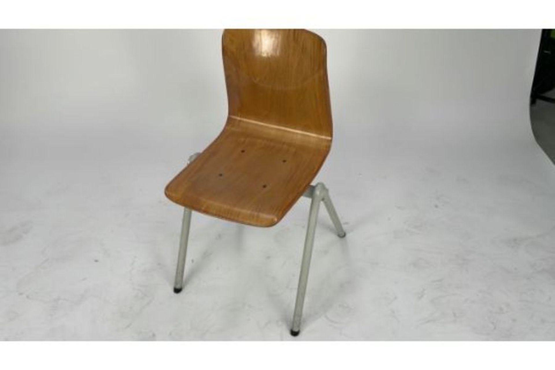 Mid Century Wooden Chair with Steel Legs - Image 2 of 3