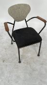 Black and Grey Commercial grade chair with wooden arm rest