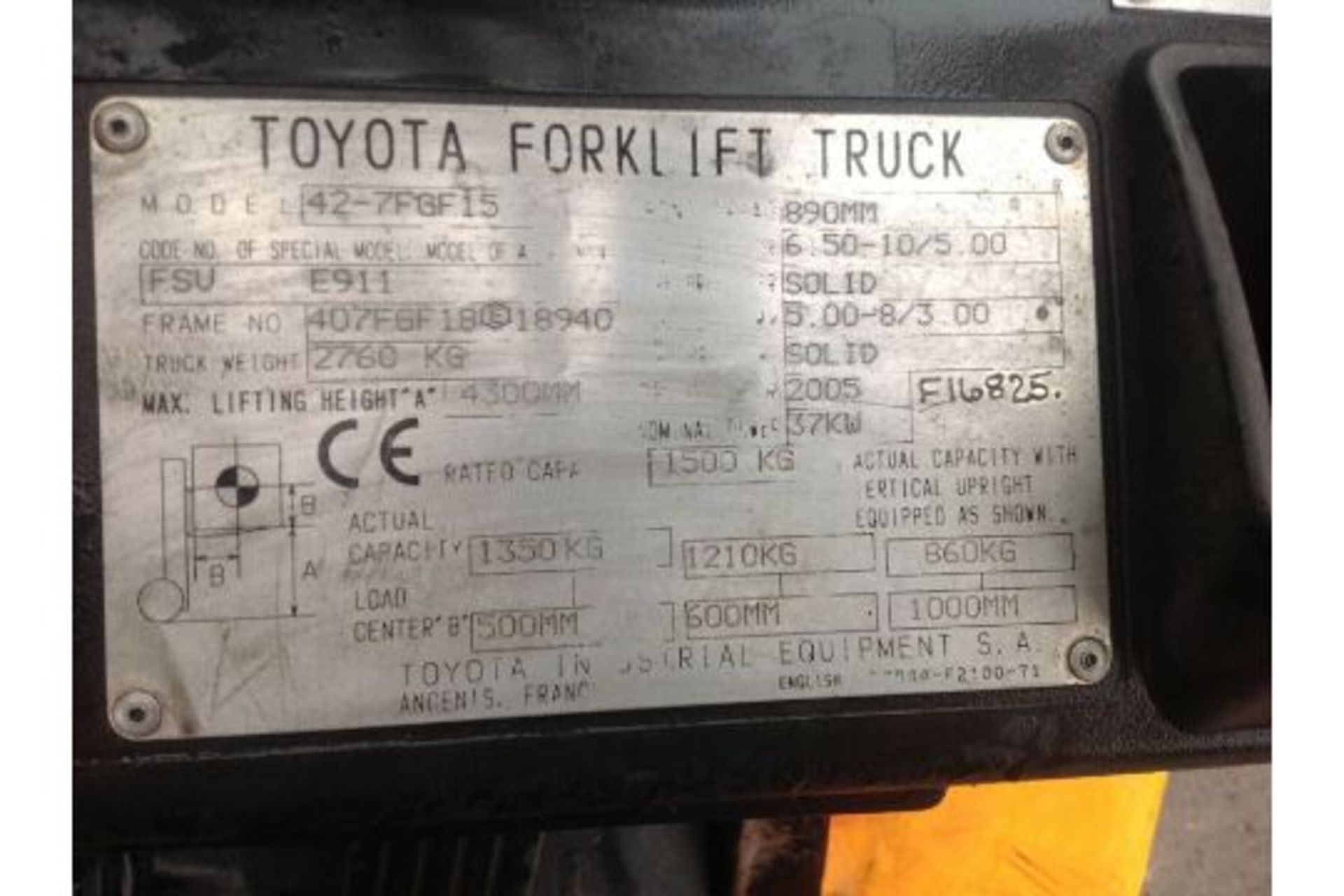 Toyota 1.5 ton gas forklift - Image 3 of 7