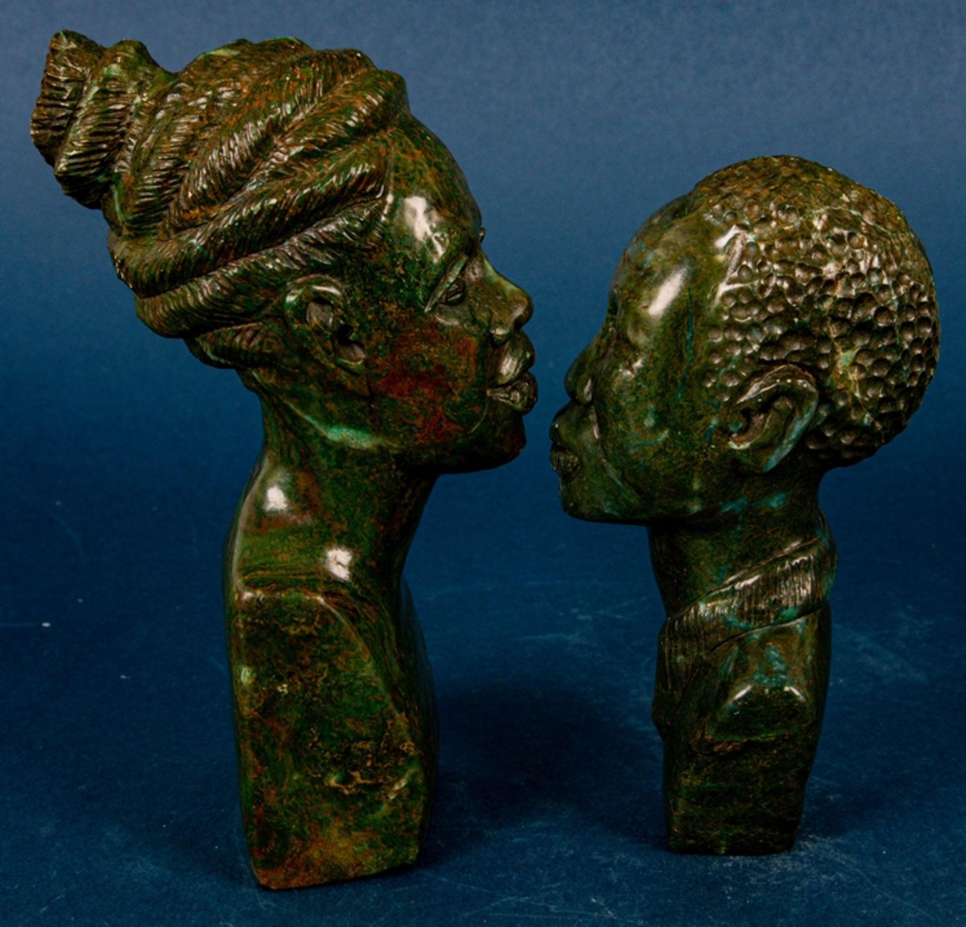 Paar afrikanischer Specksteinschnitzereien, Mann & Frau, Höhe ca. 18 bzw. ca. 1 - Image 11 of 12