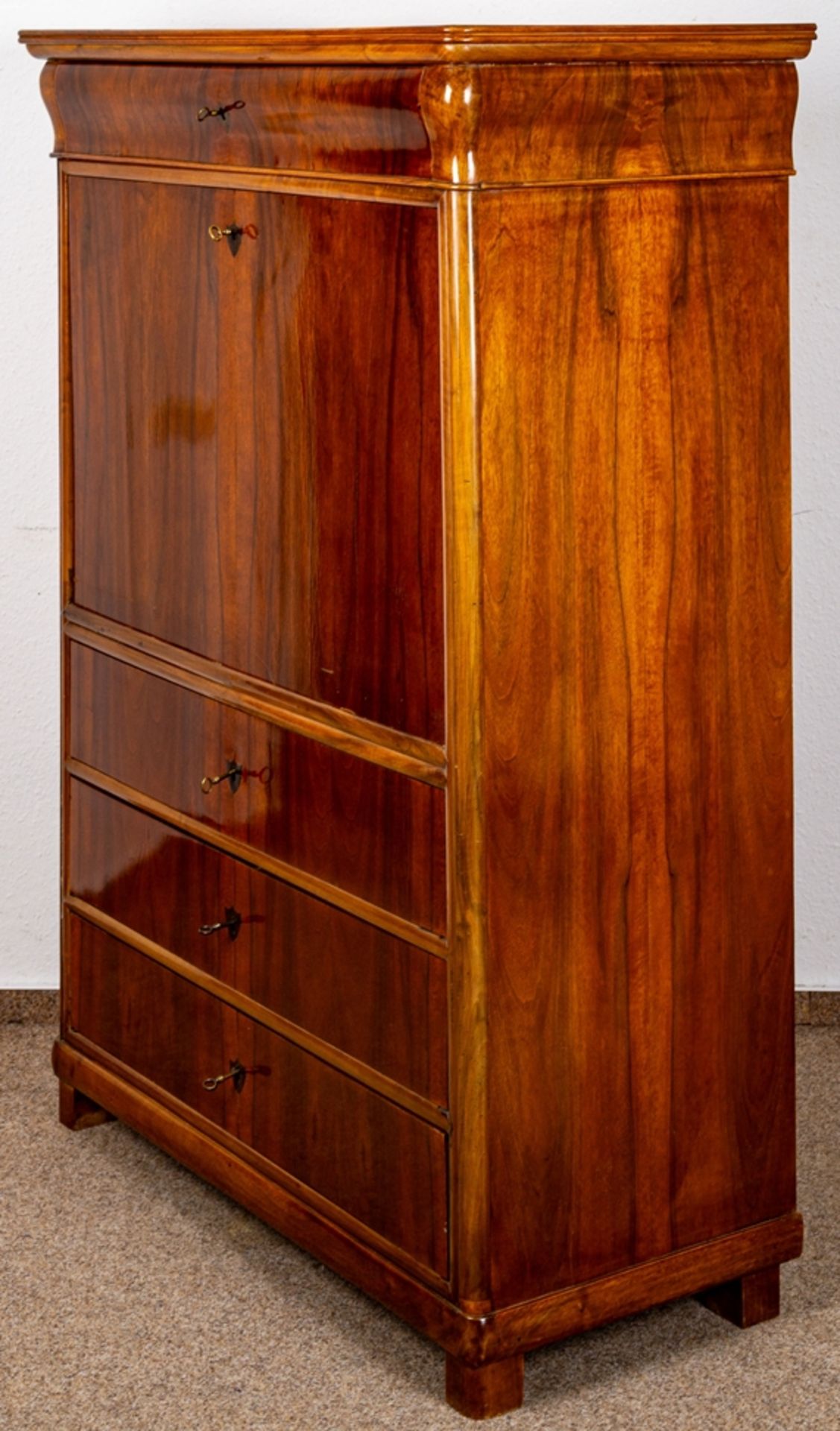 Antiker Sekretär, sog. Schreibschrank, süddeutsches Biedermeier um 1830/40, Nus - Image 3 of 26