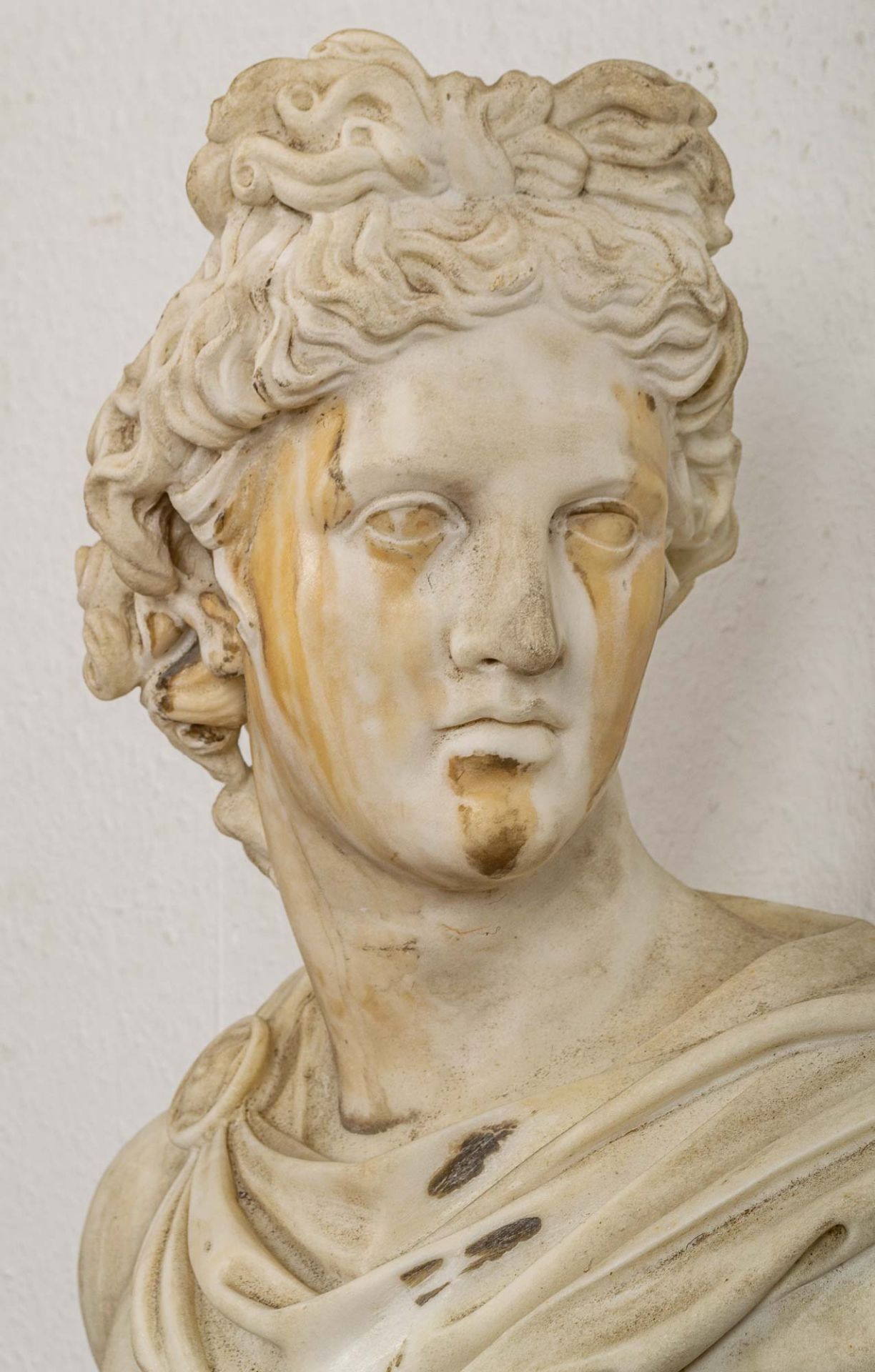 "APOLLO"; antike Marmorbüste des Gottes Apollo von Belvedere, Italien Ende 19. - Bild 10 aus 19