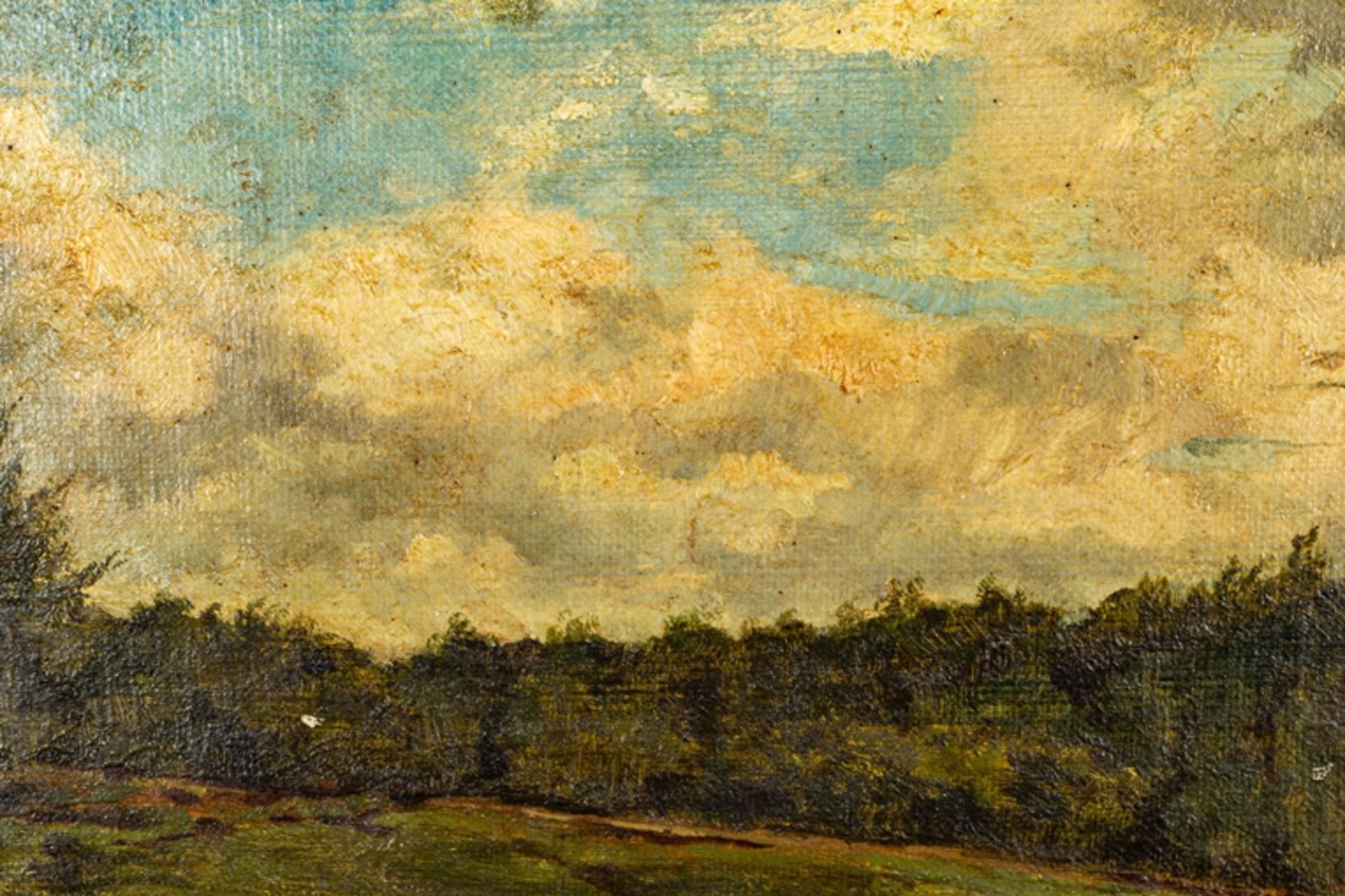 "Waldrand mit hohem Himmel" - Landschaftsgemälde, Öl auf Leinwand, ca. 21 x 33 - Image 4 of 5