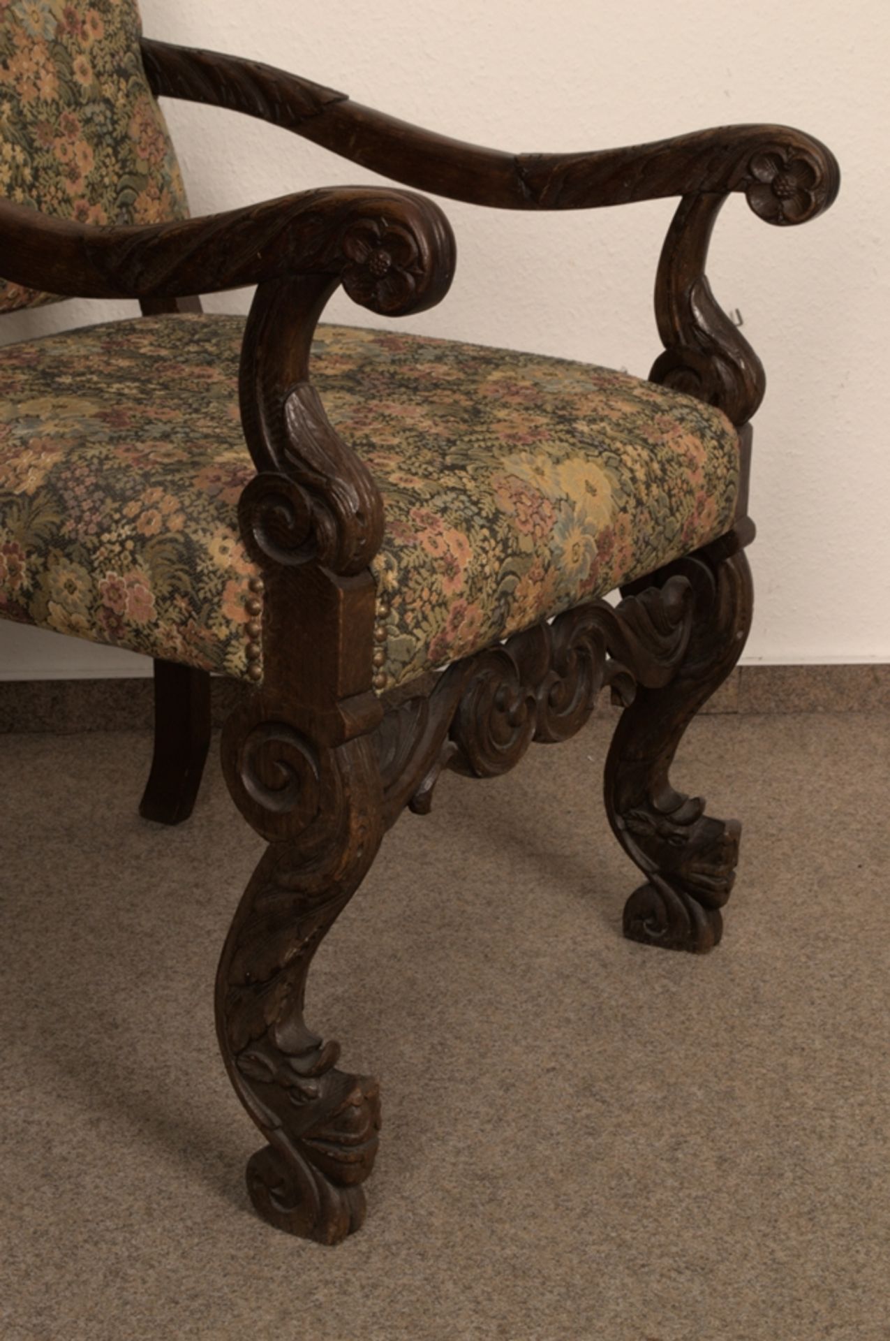 Armlehnsessel in barocker Formgebung, Stilmöbel des späten 20. Jhds. Lehnenhöhe - Image 4 of 8