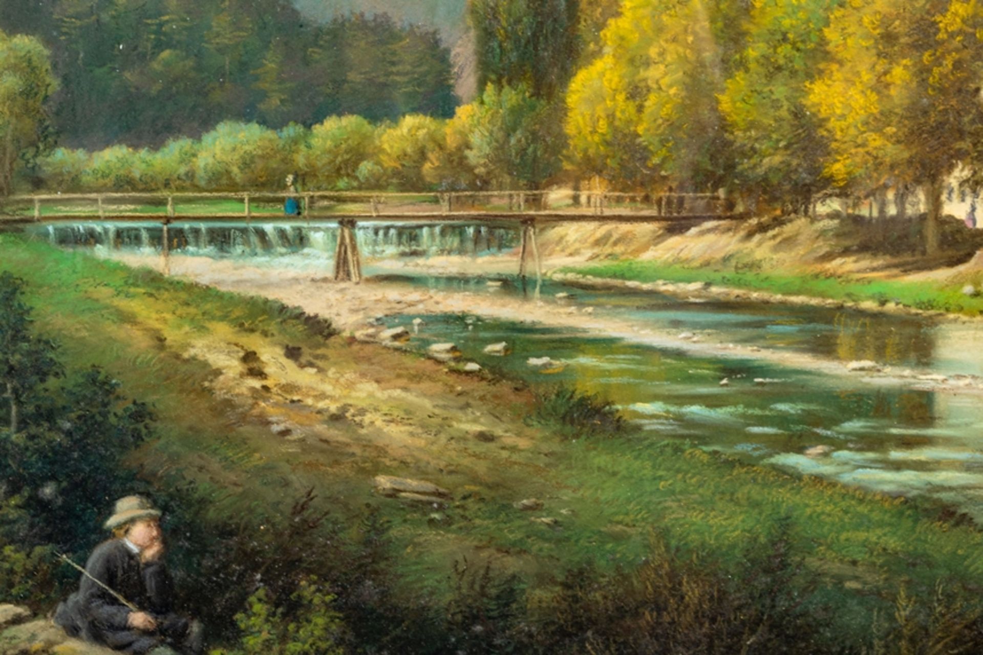 "Sommerliche Flusslandschaft im Elbsandsteingebirge" - detailreiches Pastell, c - Bild 5 aus 10