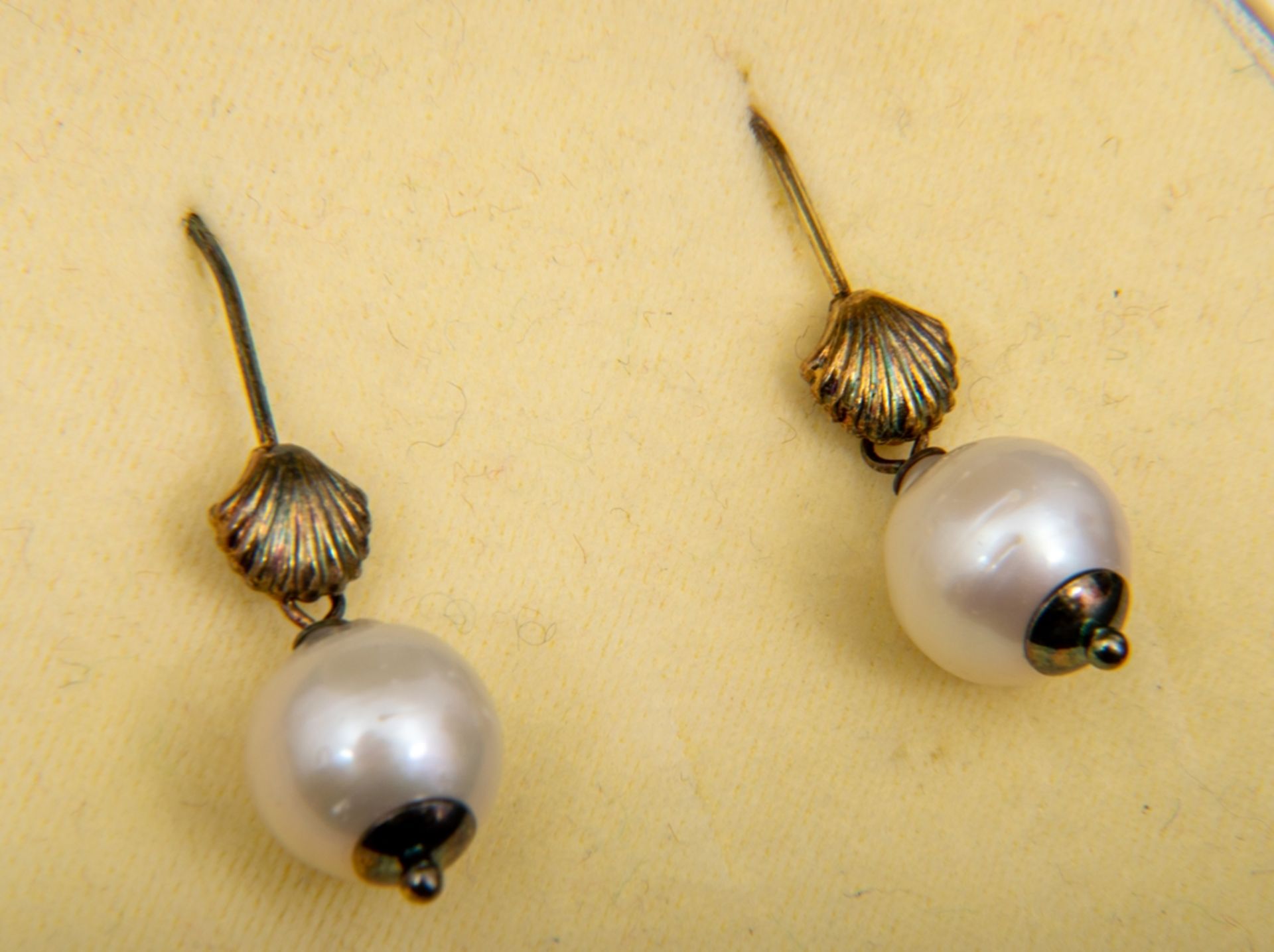 Paar großer Südsee-Perlenohrringe, Fassung aus 925er Sterlingsilber mit 585er G - Bild 2 aus 5
