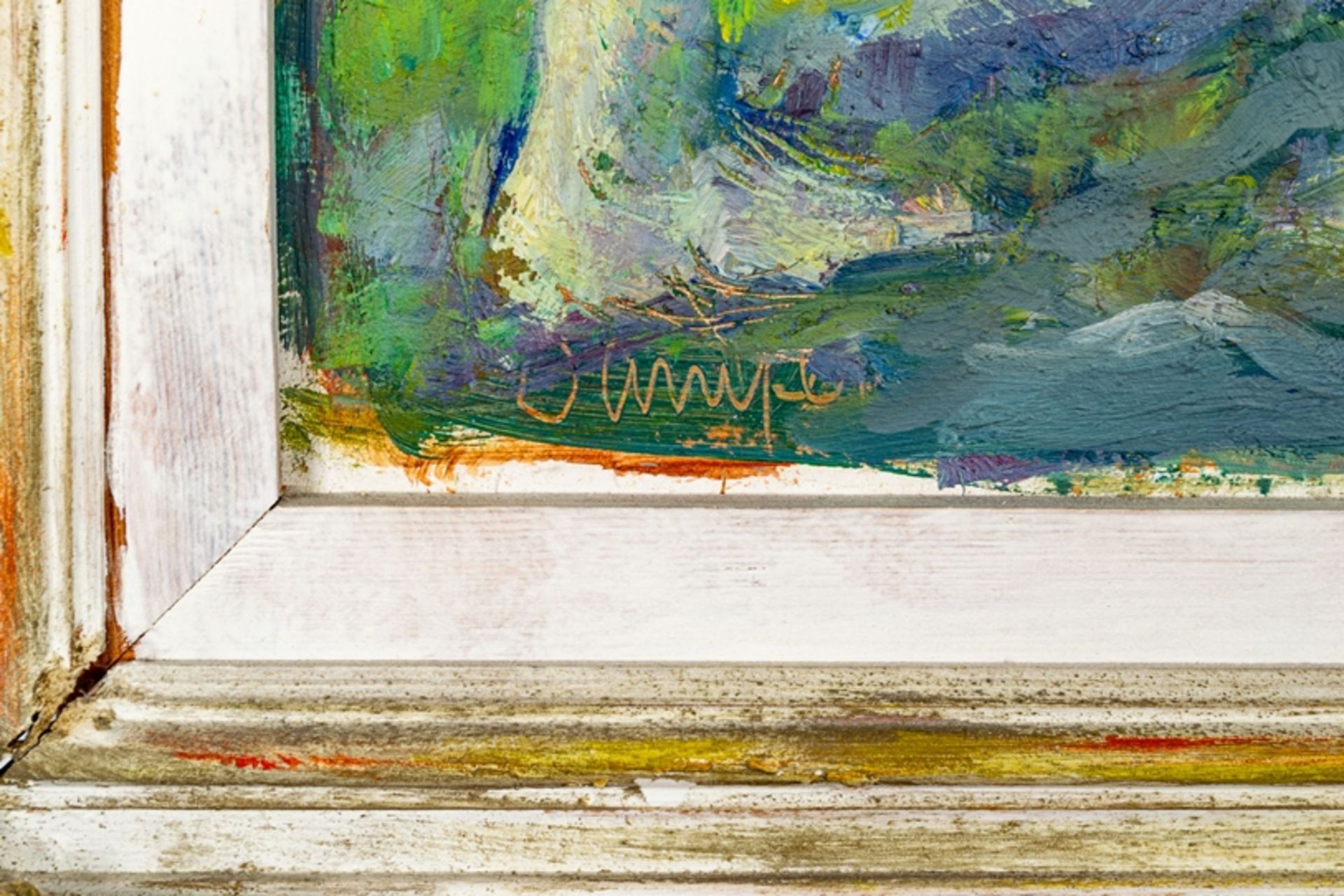 "Nach dem Bade" - Gemälde, Öl auf Hartfaserplatte, ca. 54 x 46 cm, Ritzsignatur - Bild 6 aus 8