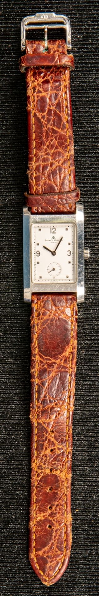 Zeitlos elegante "BAUME & MERCIER" Unisex-Armbanduhr, poliertes rechteckiges Ed - Bild 2 aus 7