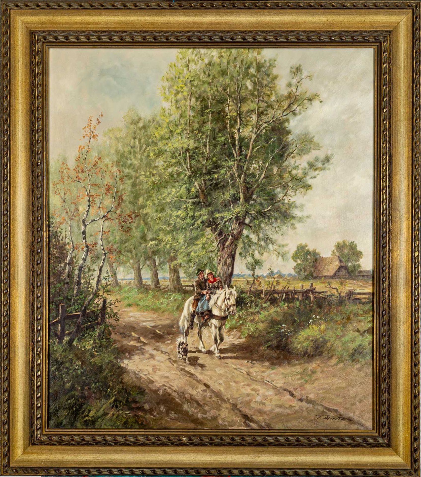 "Der Ausritt" - Gemälde, Öl auf Leinwand, ca. 80 x 70 cm, unten rechts signiert