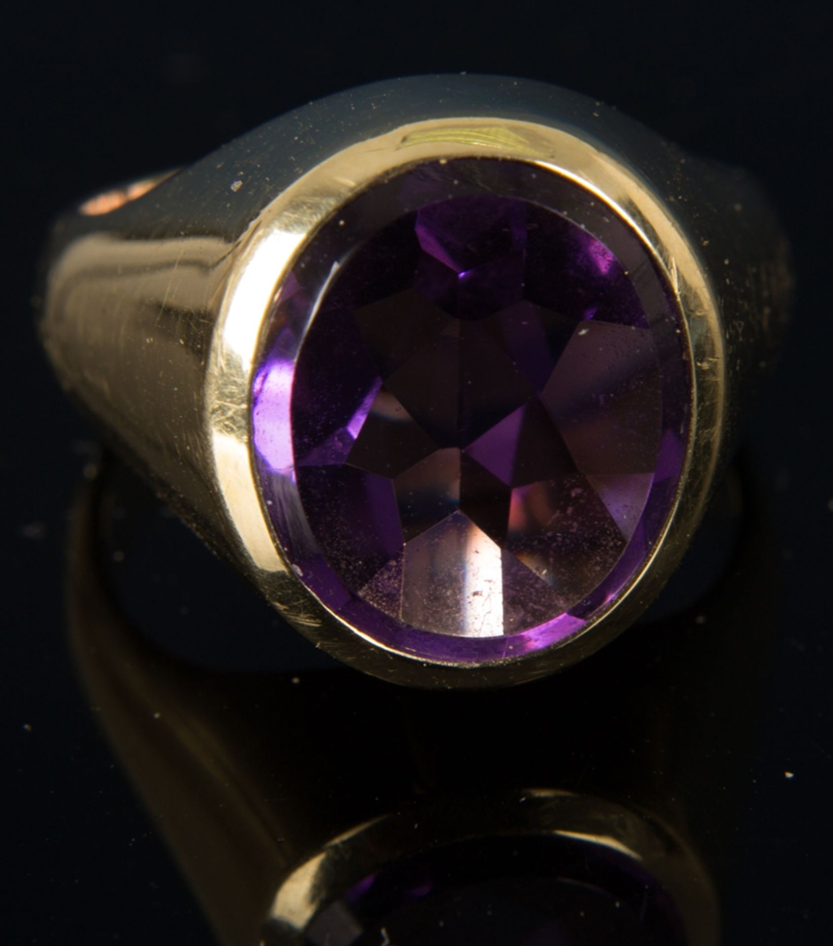 Eleganter 585er Gelbgold Herrenring mit Amethyst Cabochon. Ringinnendurchmesser - Image 6 of 8