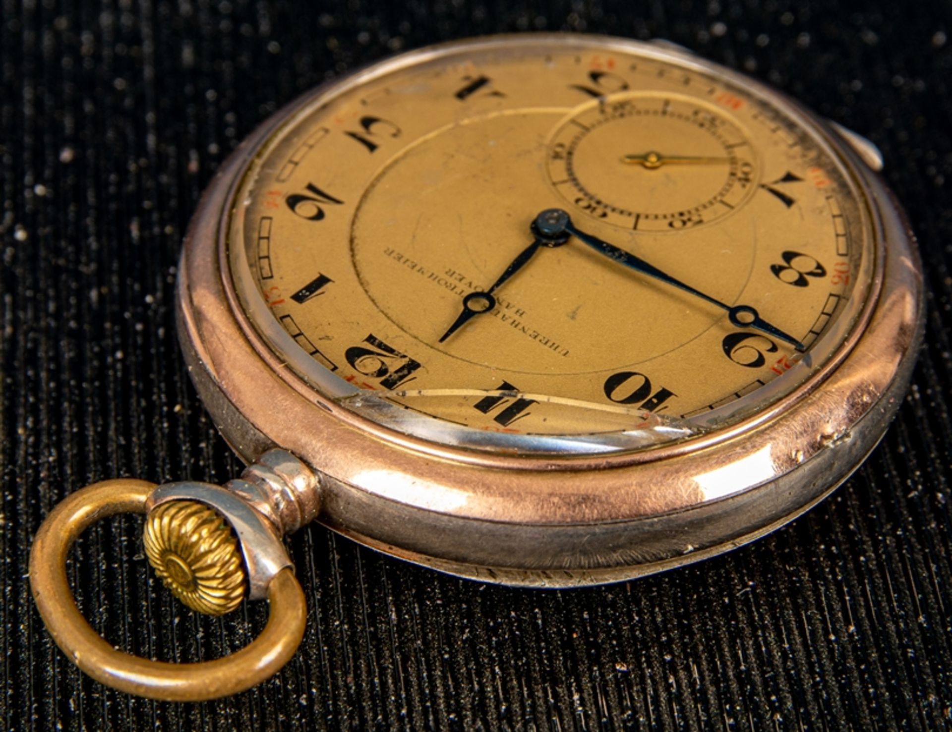 Offene Herrentaschenuhr um 1920/ 30; Werk, Ziffernblatt und Staubdeckel bez.: " - Bild 3 aus 6