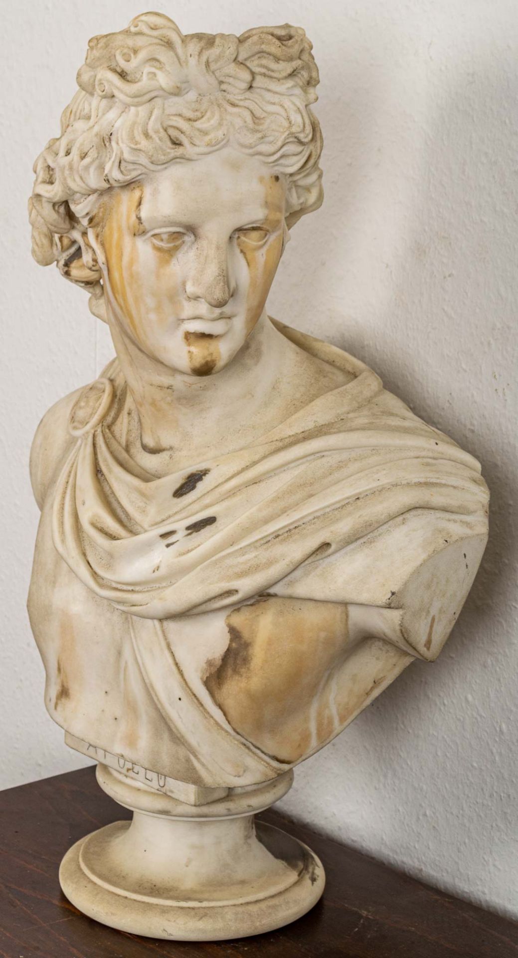 "APOLLO"; antike Marmorbüste des Gottes Apollo von Belvedere, Italien Ende 19. - Bild 9 aus 19