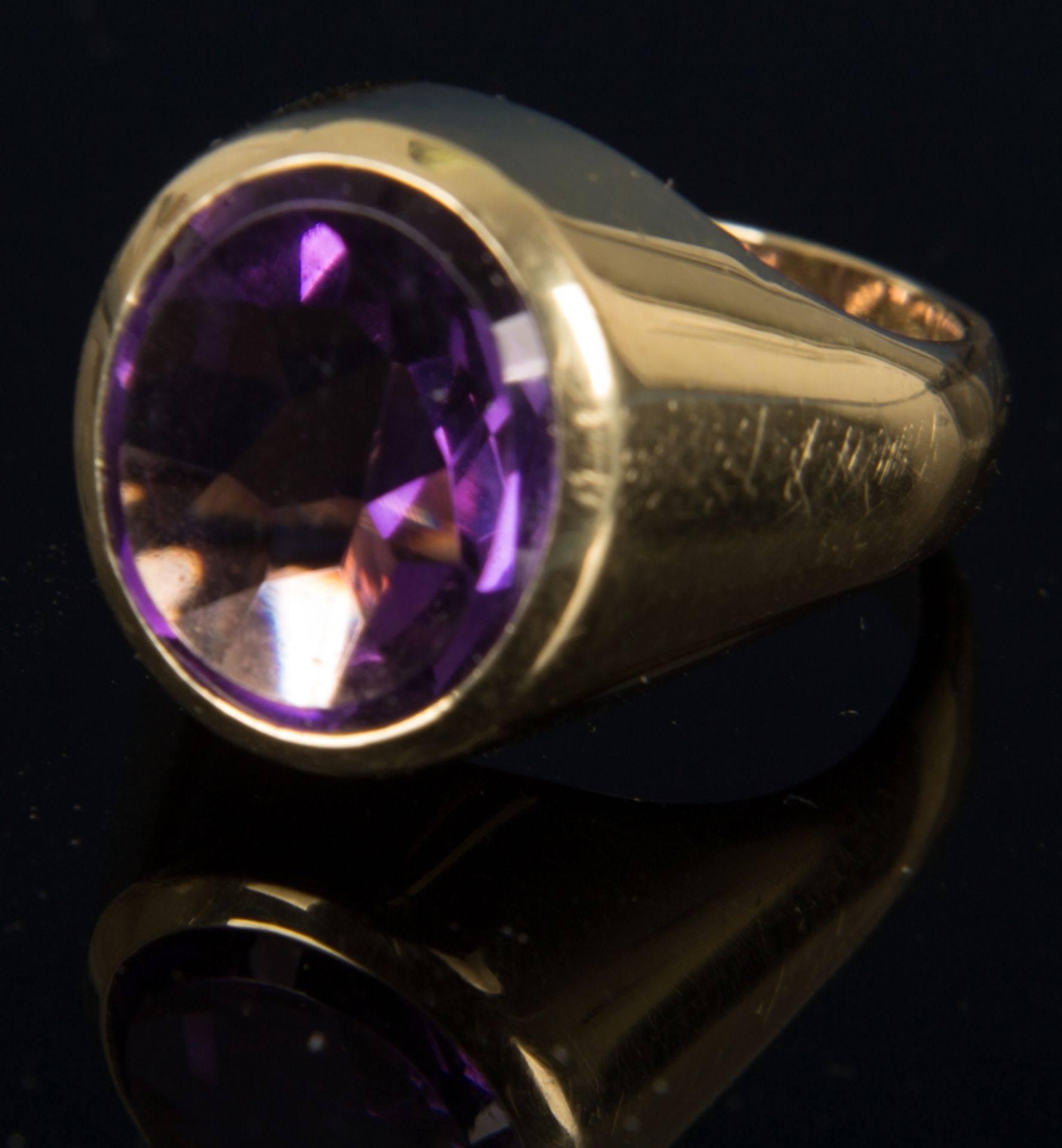 Eleganter 585er Gelbgold Herrenring mit Amethyst Cabochon. Ringinnendurchmesser - Image 2 of 8