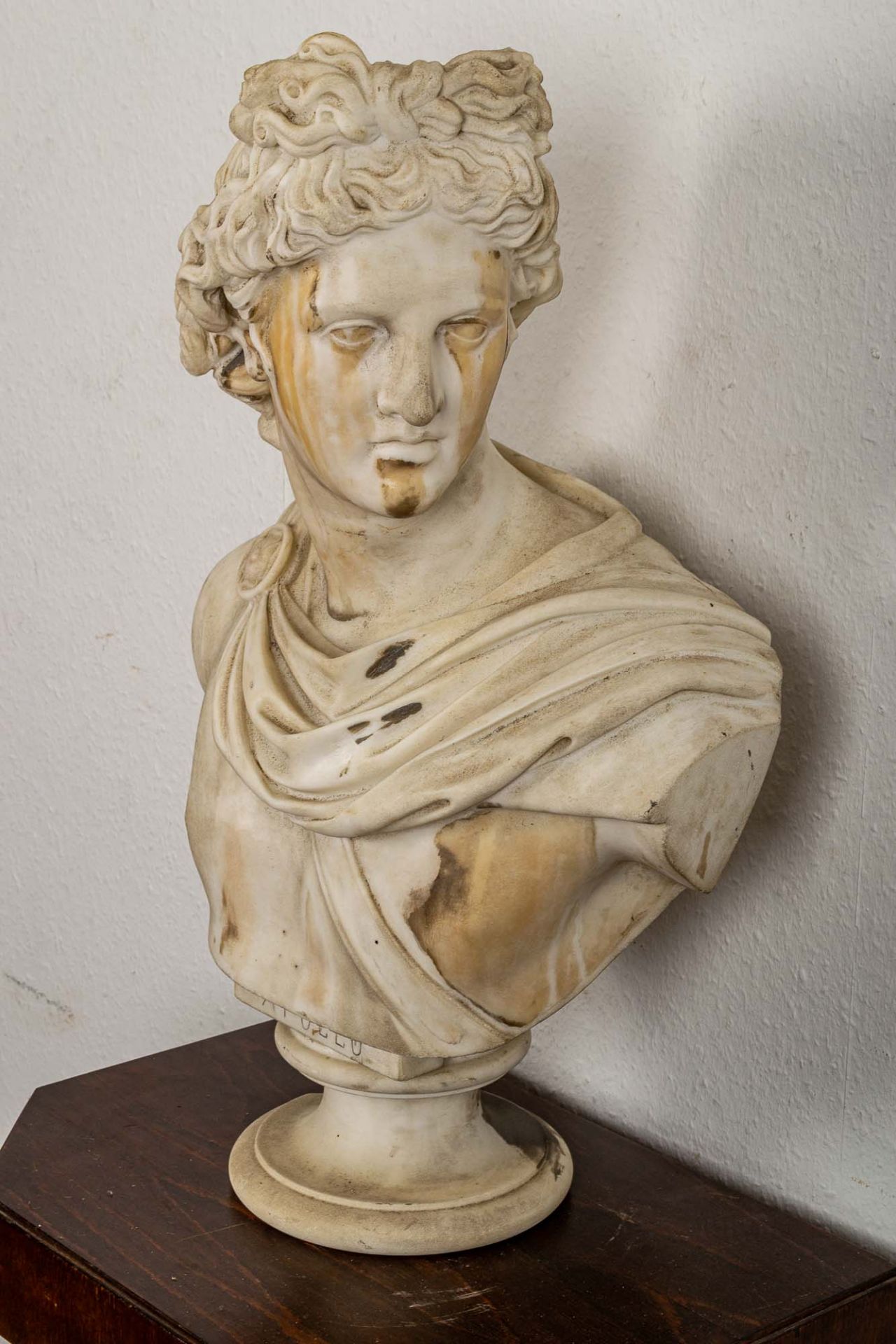 "APOLLO"; antike Marmorbüste des Gottes Apollo von Belvedere, Italien Ende 19. - Bild 5 aus 19