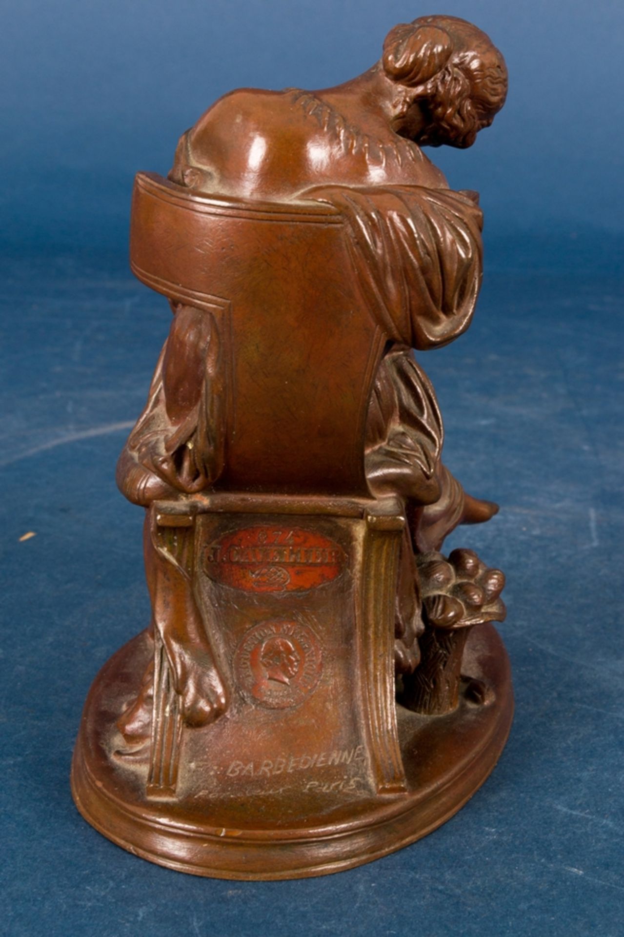 "Penelope" - antike, rostbraun patinierte Bronzefigur einer auf einem Stuhl ein - Image 8 of 14