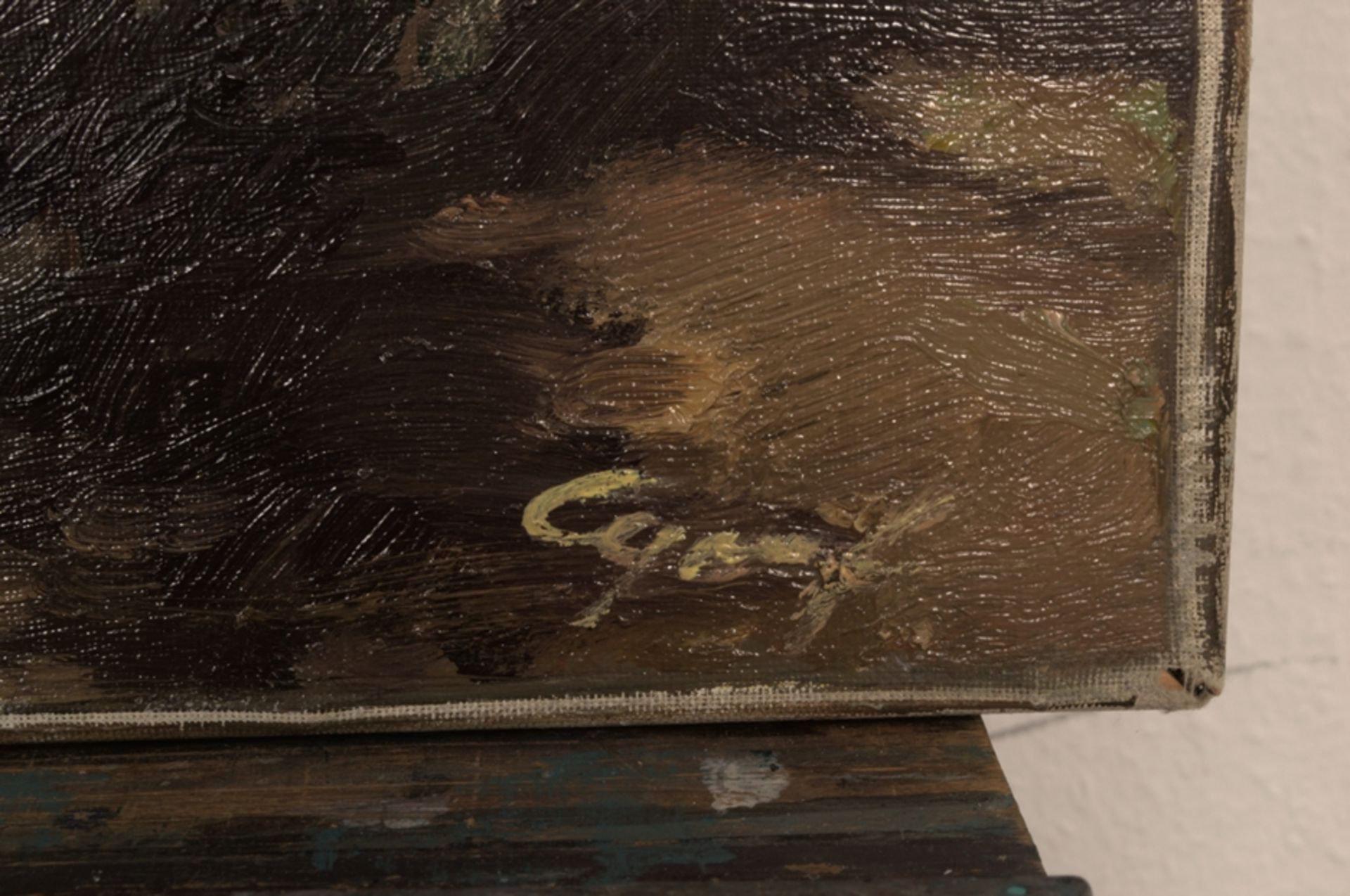"Grasende Pferde" - Gemälde, Öl auf Leinwand ca. 70 x 80 cm, signiert unten rec - Bild 3 aus 6