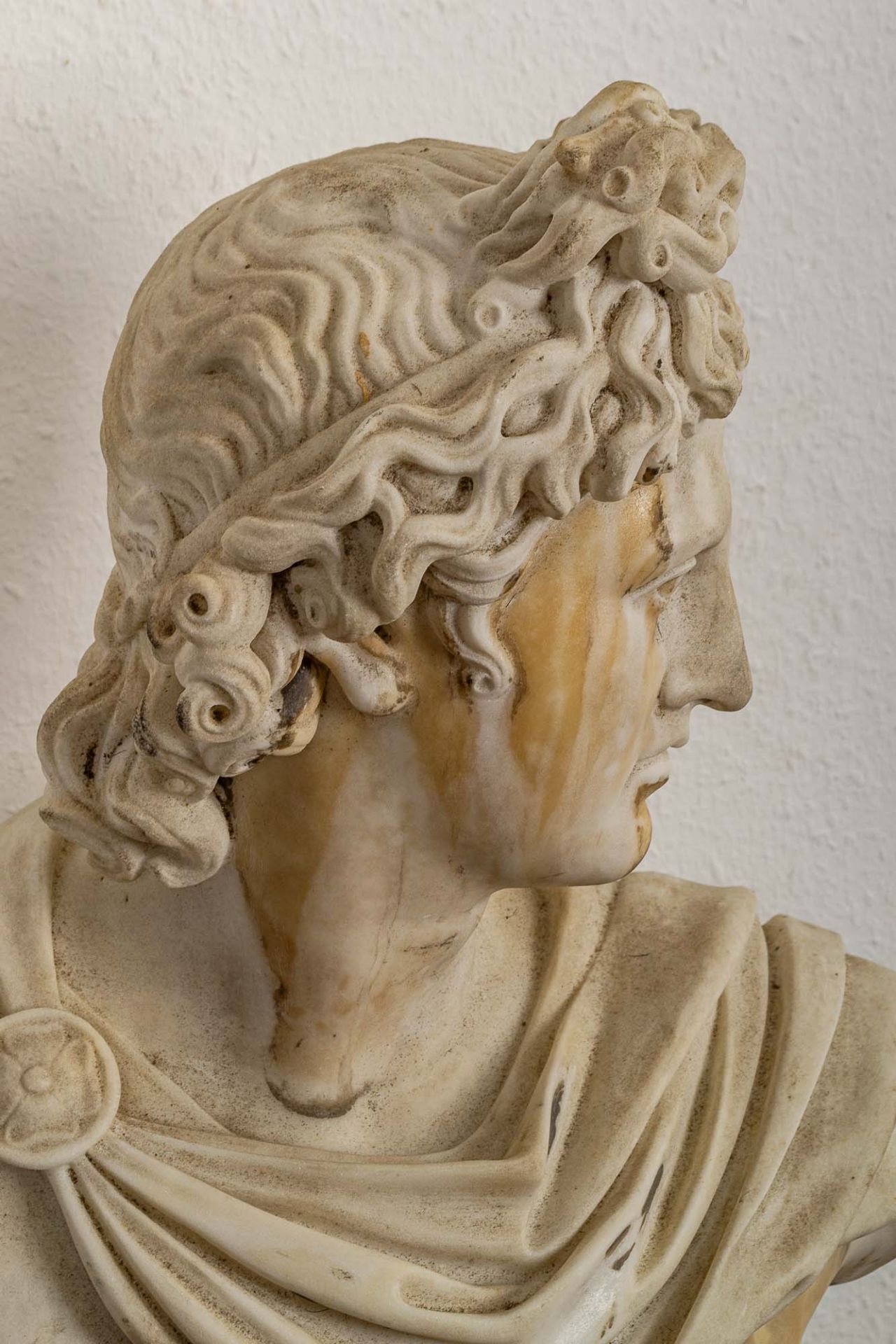 "APOLLO"; antike Marmorbüste des Gottes Apollo von Belvedere, Italien Ende 19. - Bild 4 aus 19