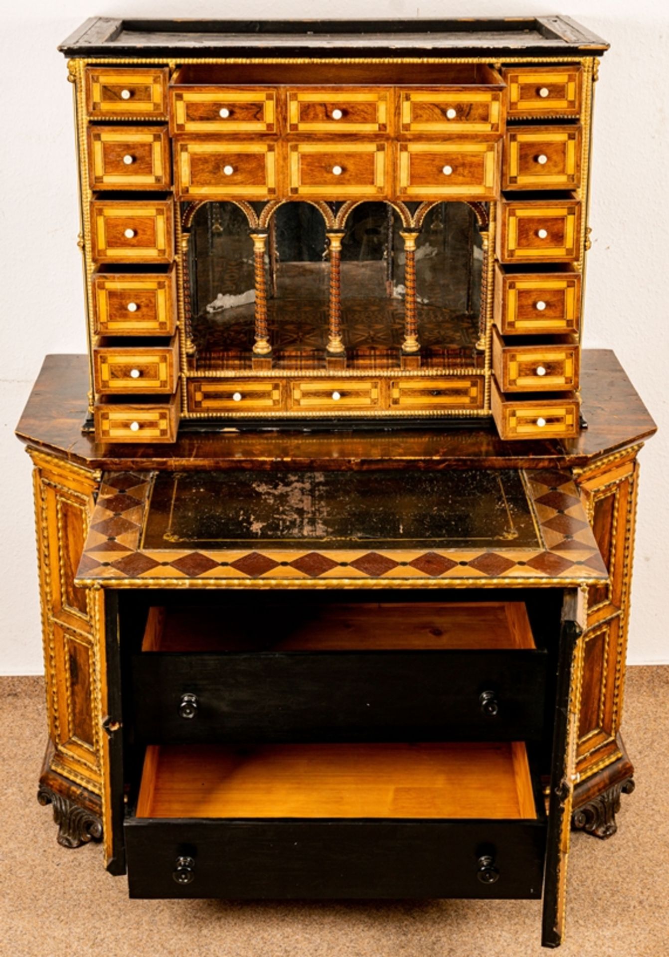 Antiker Kabinettschrank, italienisches Renaissance-Möbel des 17./18. Jhds., mit - Image 10 of 66