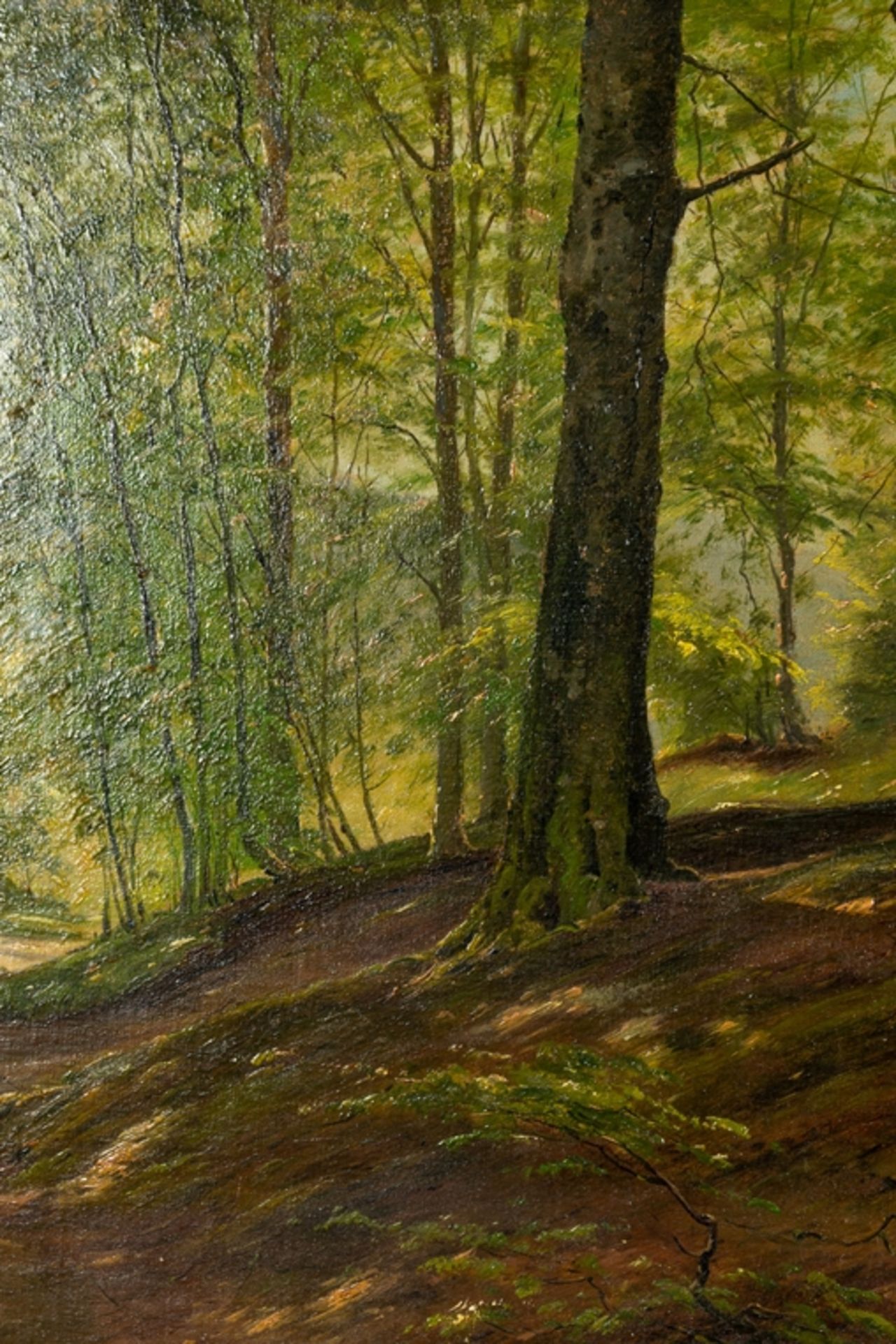 "Lichtdurchfluteter Sommerwald", Gemälde, Öl auf Leinwand, ca. 46 x 66 cm, mono - Image 6 of 12