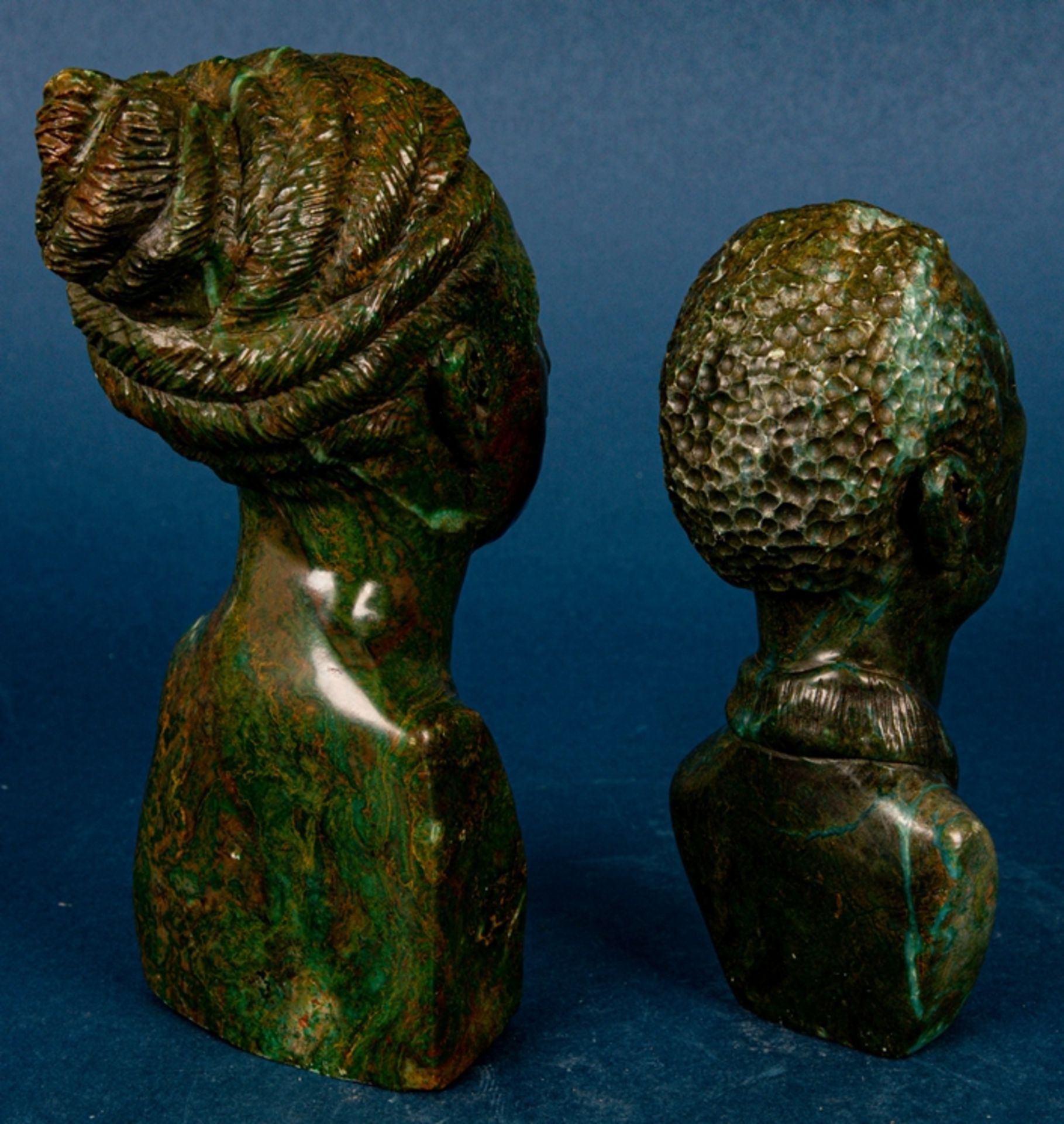 Paar afrikanischer Specksteinschnitzereien, Mann & Frau, Höhe ca. 18 bzw. ca. 1 - Image 3 of 12
