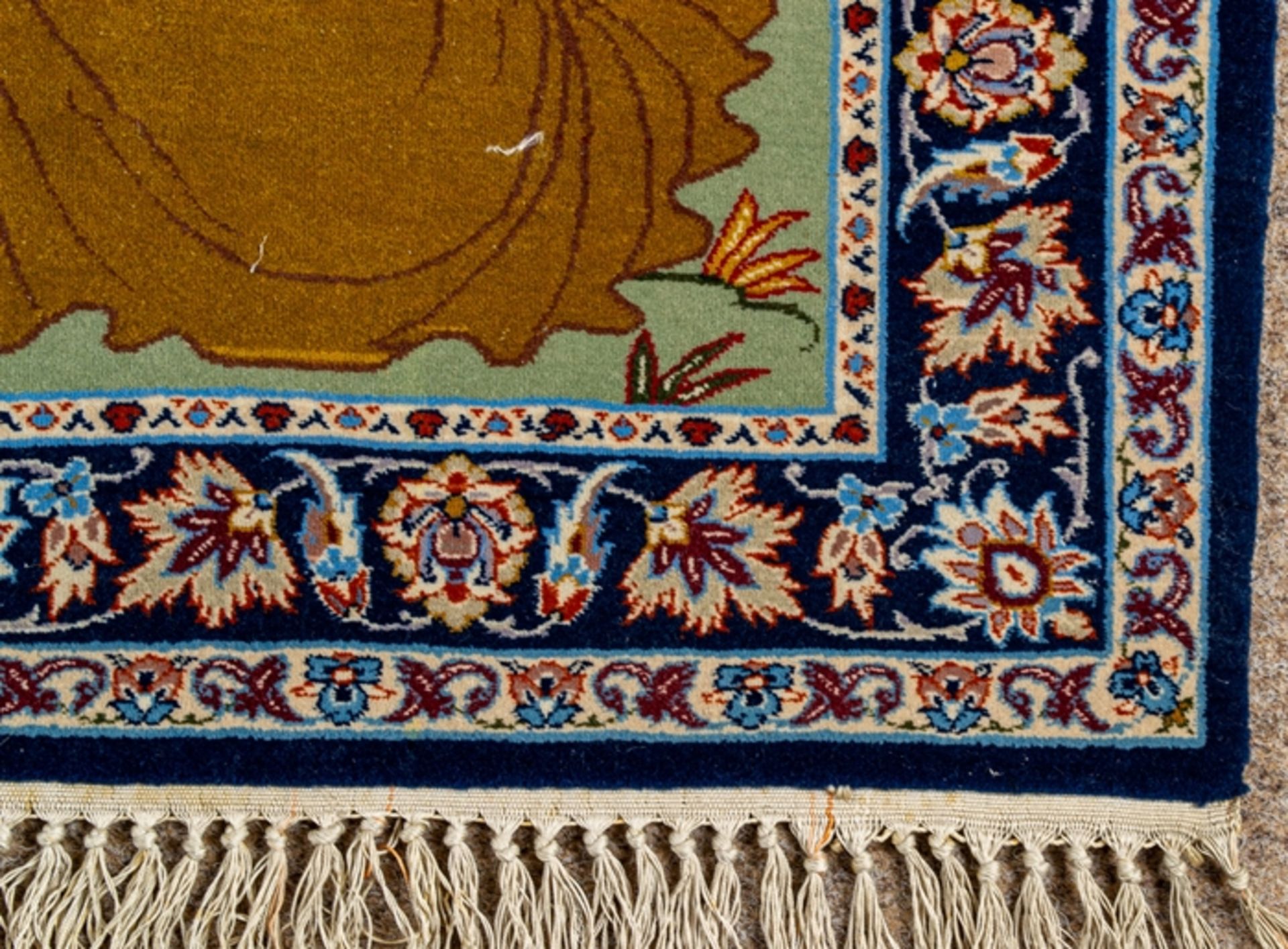 Isfahan Bild-Teppich, Iran, ca. 73 x 100 cm, hing jahrelang an der Wand, rückse - Image 4 of 5