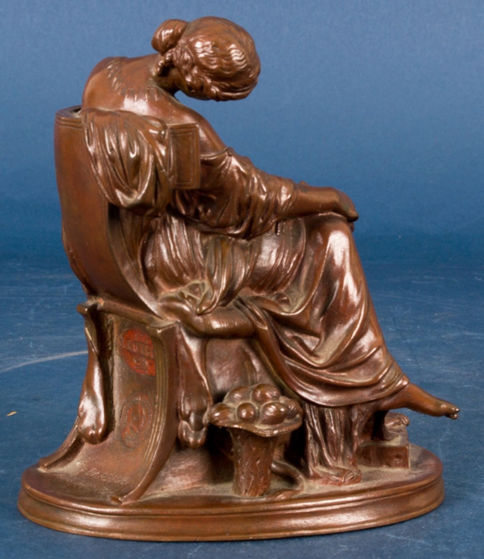 "Penelope" - antike, rostbraun patinierte Bronzefigur einer auf einem Stuhl ein - Image 6 of 14