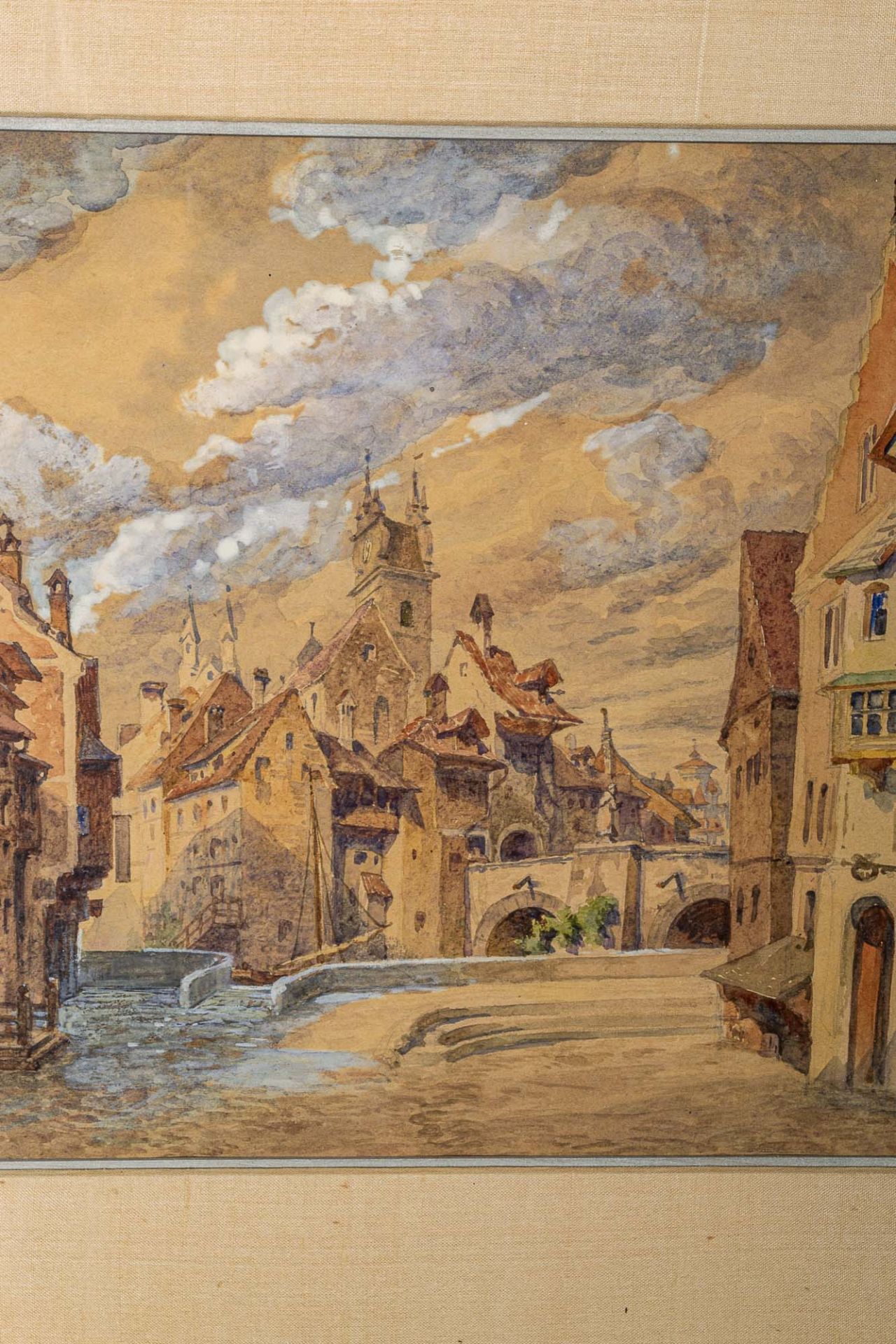 "Sommerliche Altstadtszenerie", Aquarell, ca. 22 x 37 cm, unten links monogramm - Image 7 of 7