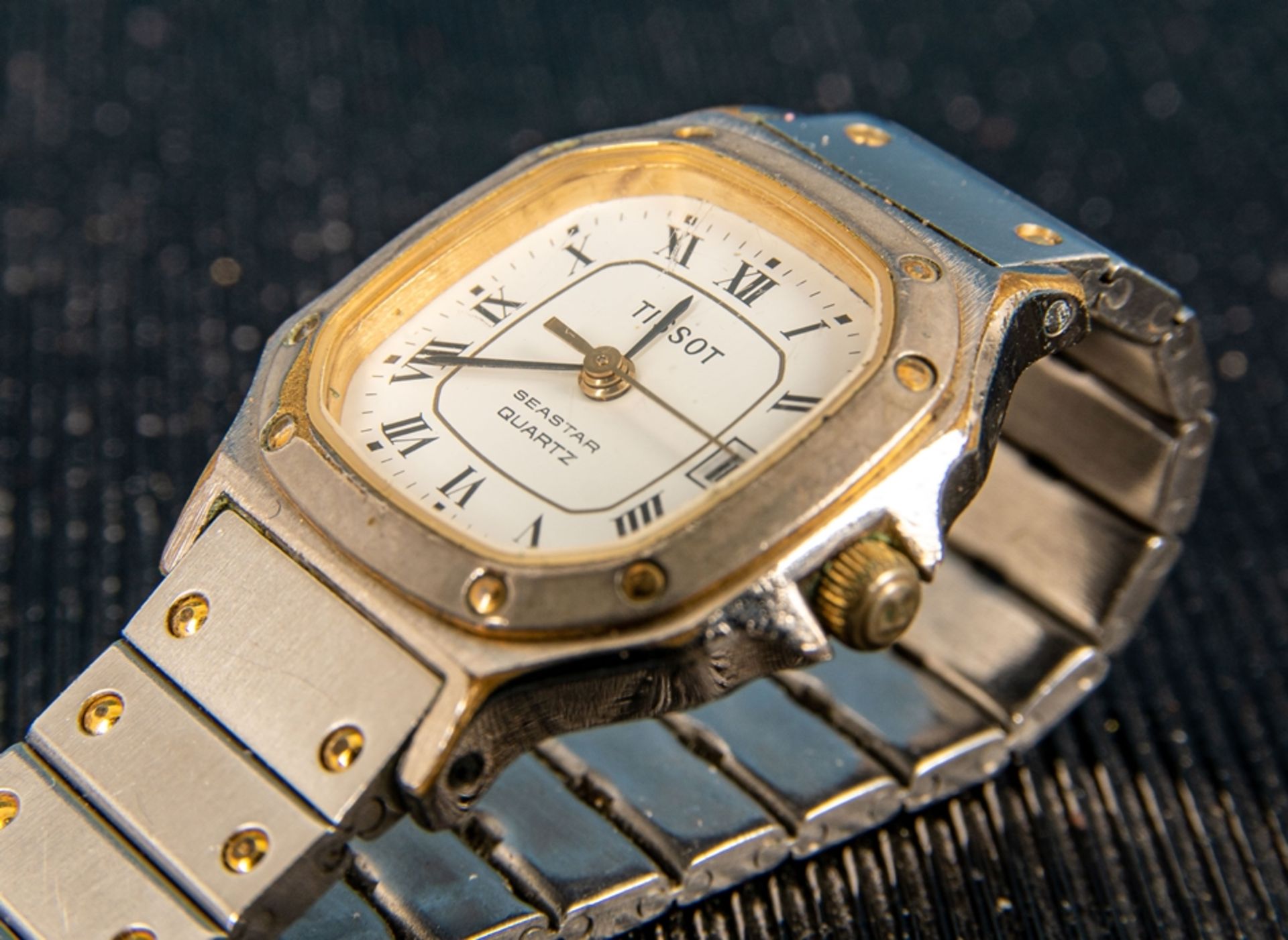 TISSOT - Damenarmbanduhr, Stahl/Gold, Quartzwerk ohne Funktion, weißes Ziffernb - Bild 3 aus 6
