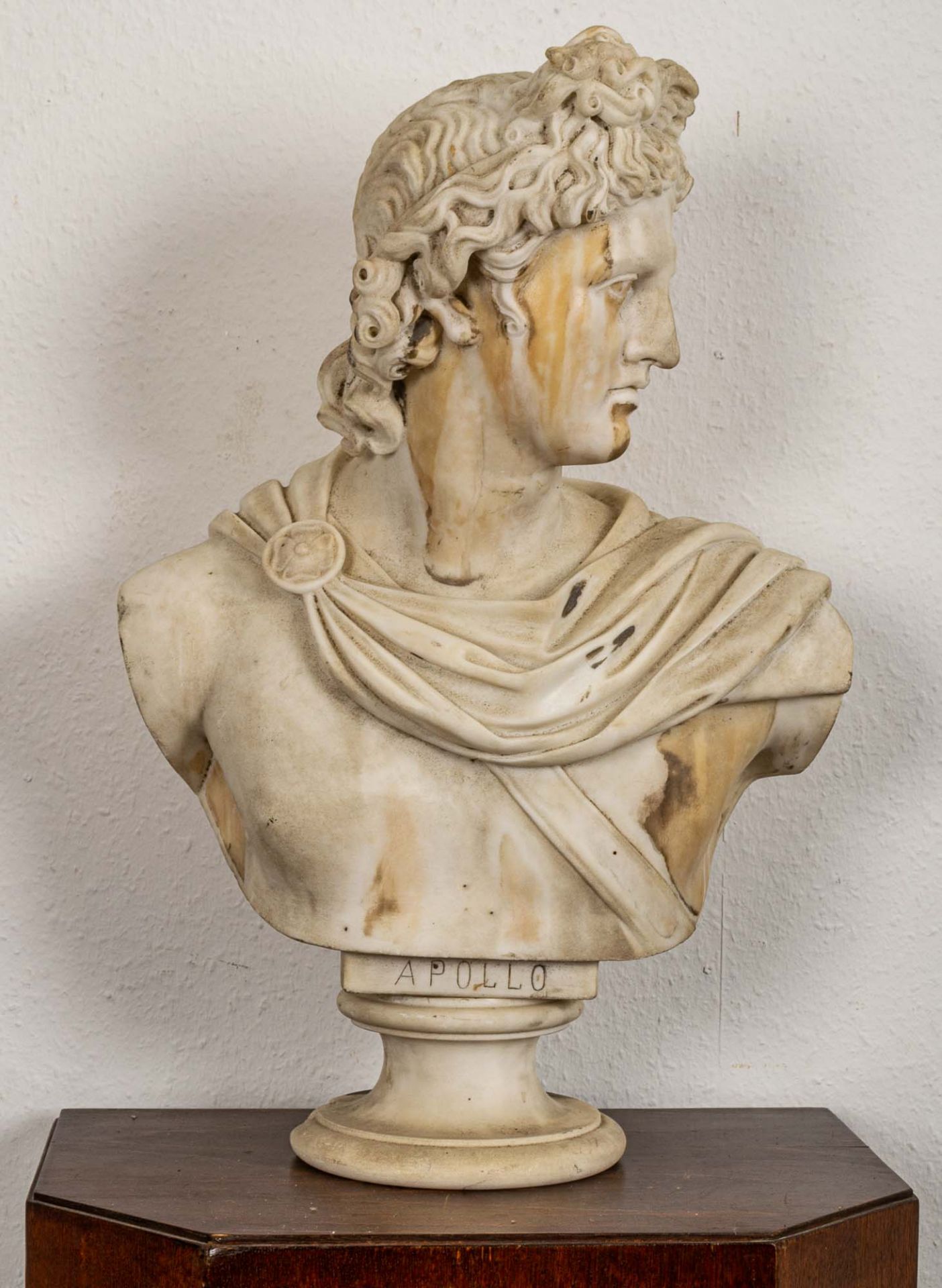 "APOLLO"; antike Marmorbüste des Gottes Apollo von Belvedere, Italien Ende 19.