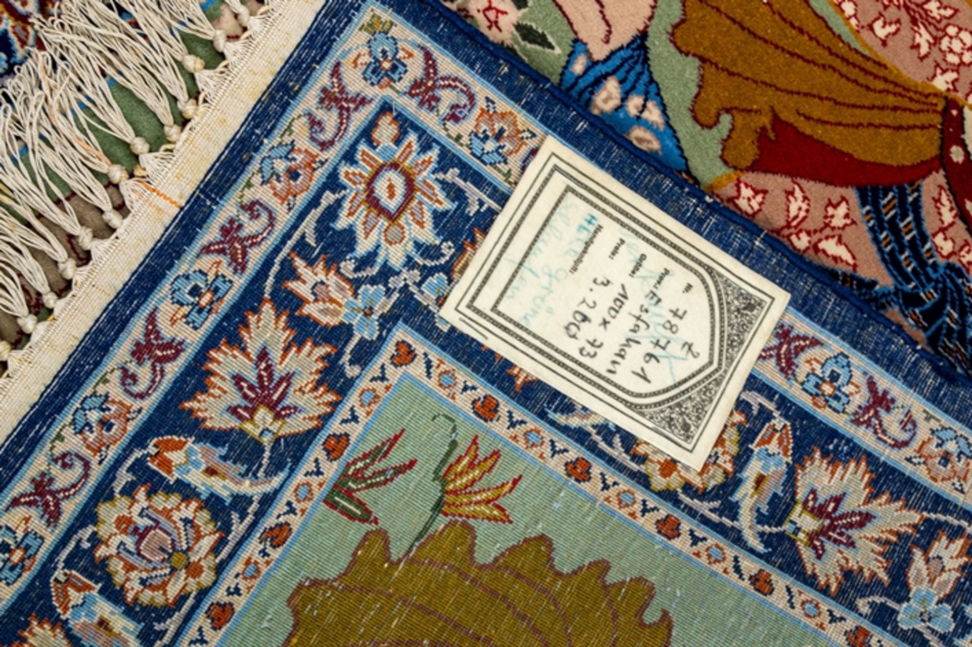 Isfahan Bild-Teppich, Iran, ca. 73 x 100 cm, hing jahrelang an der Wand, rückse - Image 3 of 5