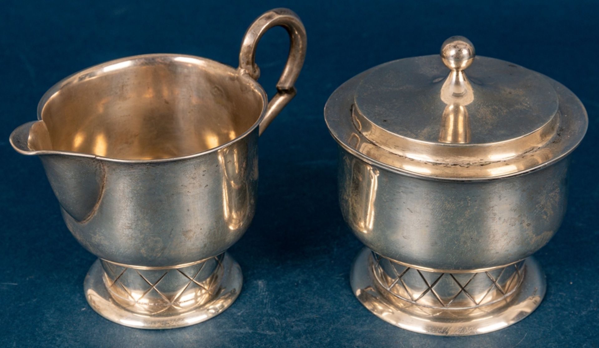 2teiliges "Milch & Zucker"-Set, 830er Silber, ungedeutete Herstellerpunzen, bes