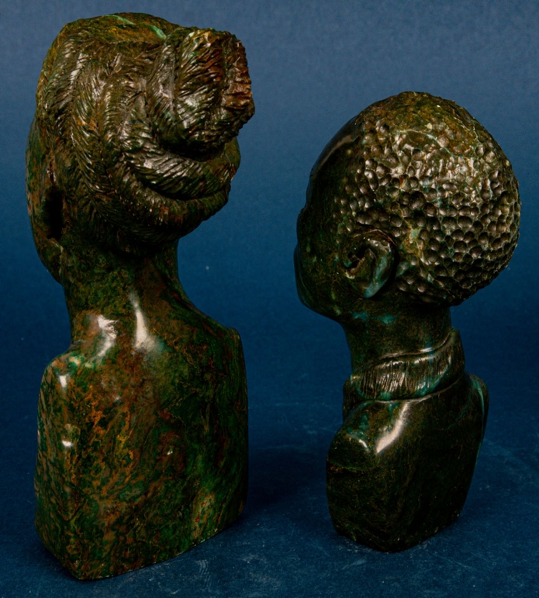 Paar afrikanischer Specksteinschnitzereien, Mann & Frau, Höhe ca. 18 bzw. ca. 1 - Image 5 of 12