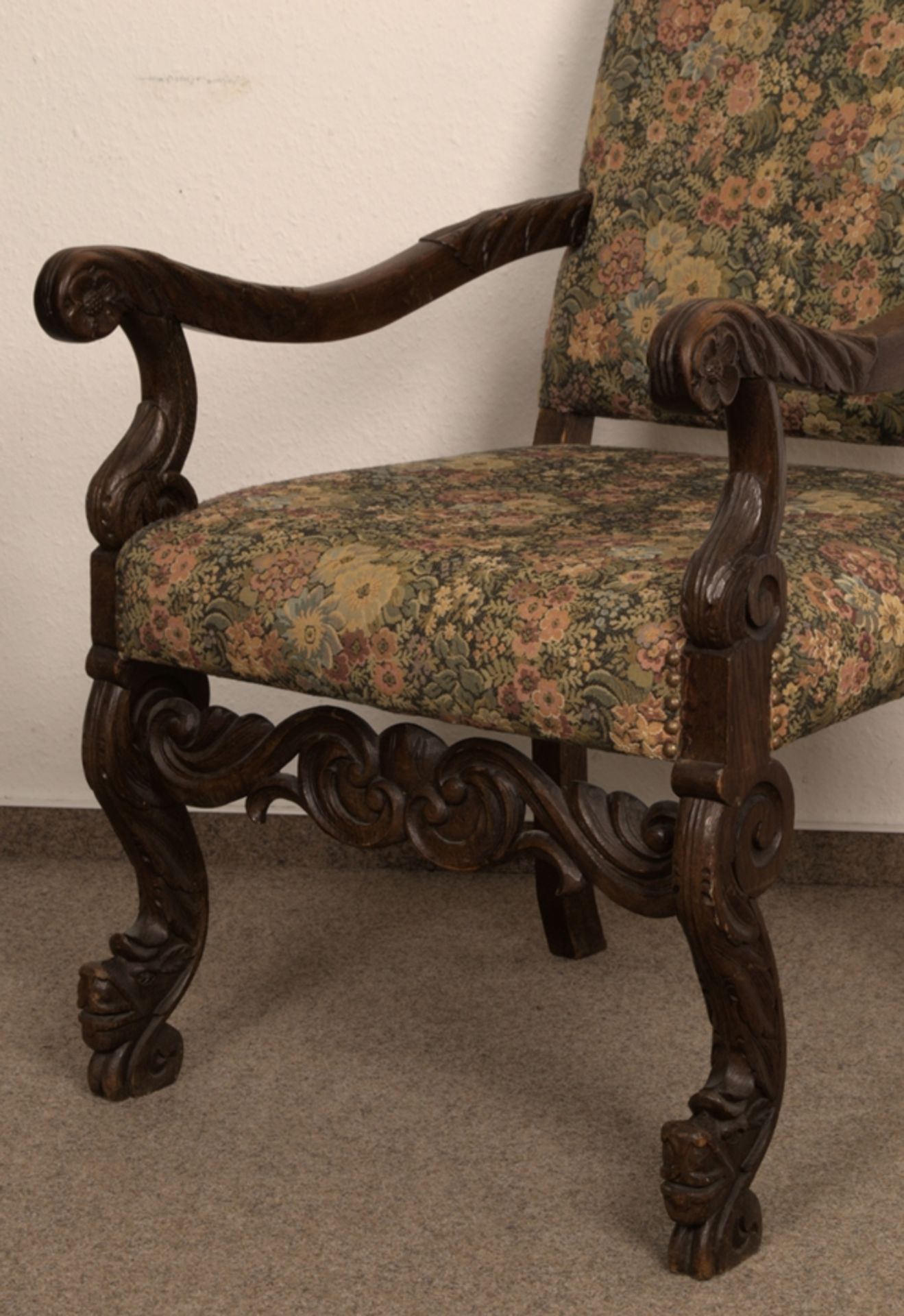 Armlehnsessel in barocker Formgebung, Stilmöbel des späten 20. Jhds. Lehnenhöhe - Image 3 of 8