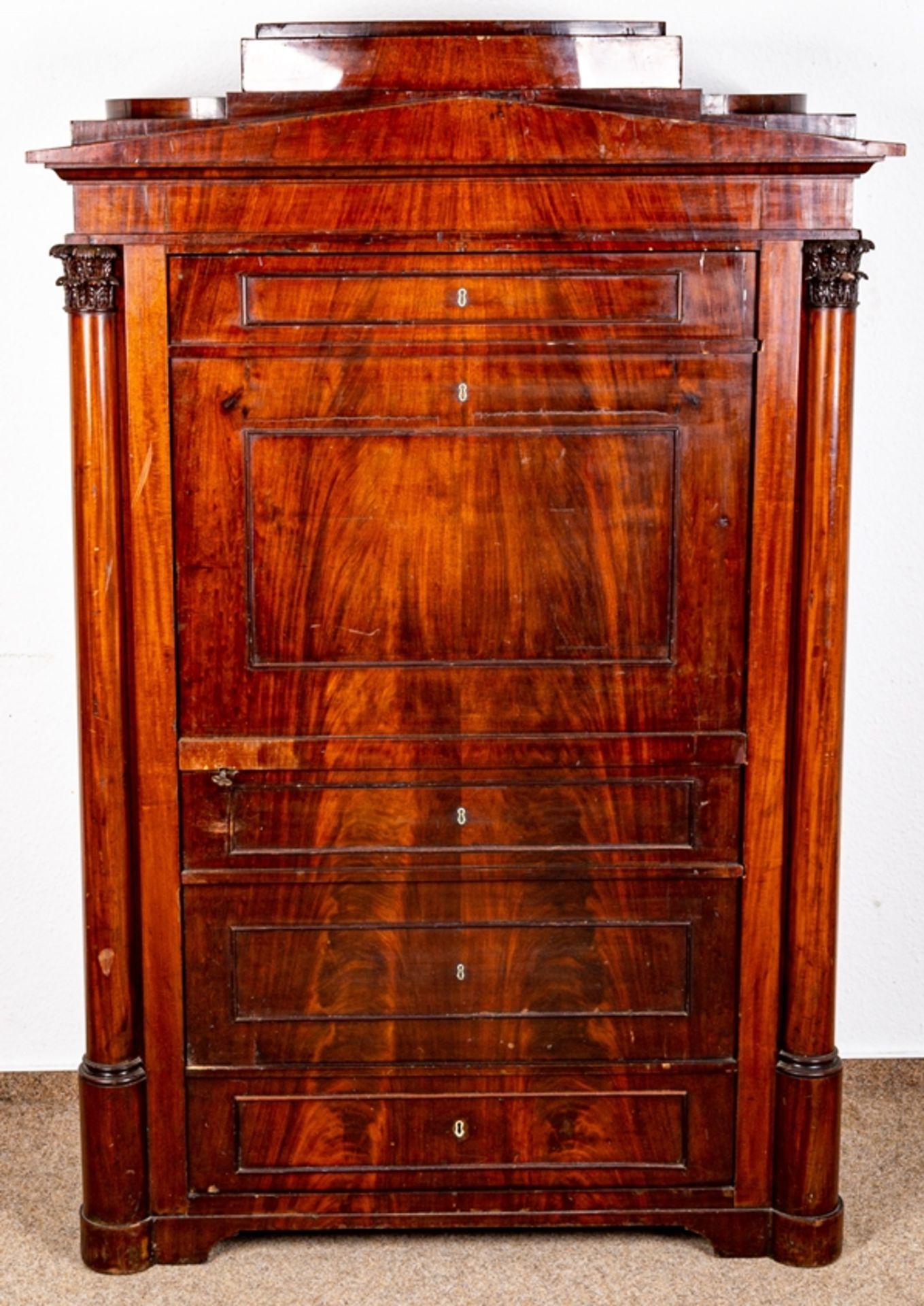 Antiker Wäscheschrank in Sekretäroptik, sog. "Blender", Biedermeier, deutsch um - Image 2 of 2