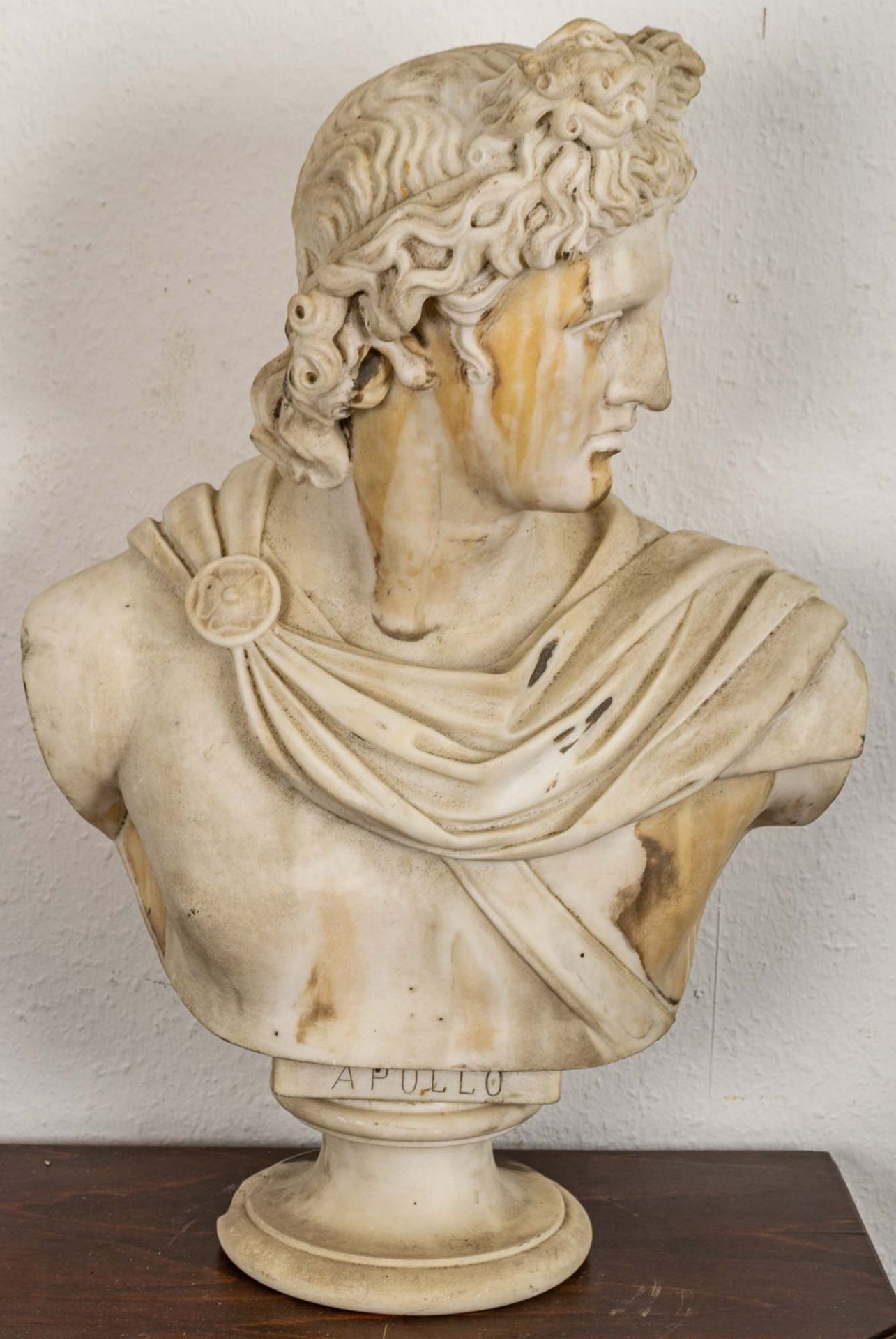 "APOLLO"; antike Marmorbüste des Gottes Apollo von Belvedere, Italien Ende 19. - Image 8 of 19