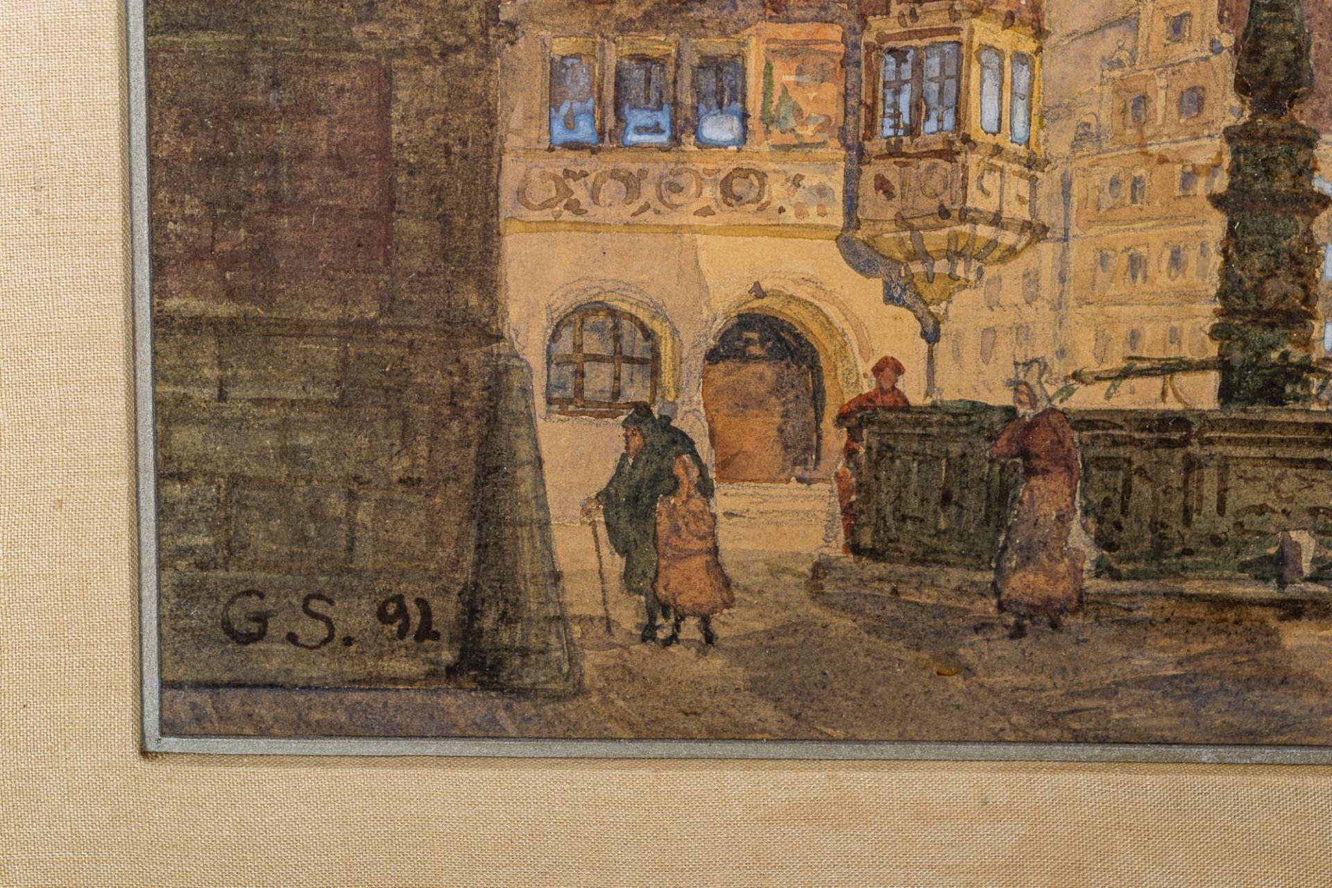 "Sommerliche Altstadtszenerie", Aquarell, ca. 27 x 39 cm, unten rechts monogram - Image 3 of 9