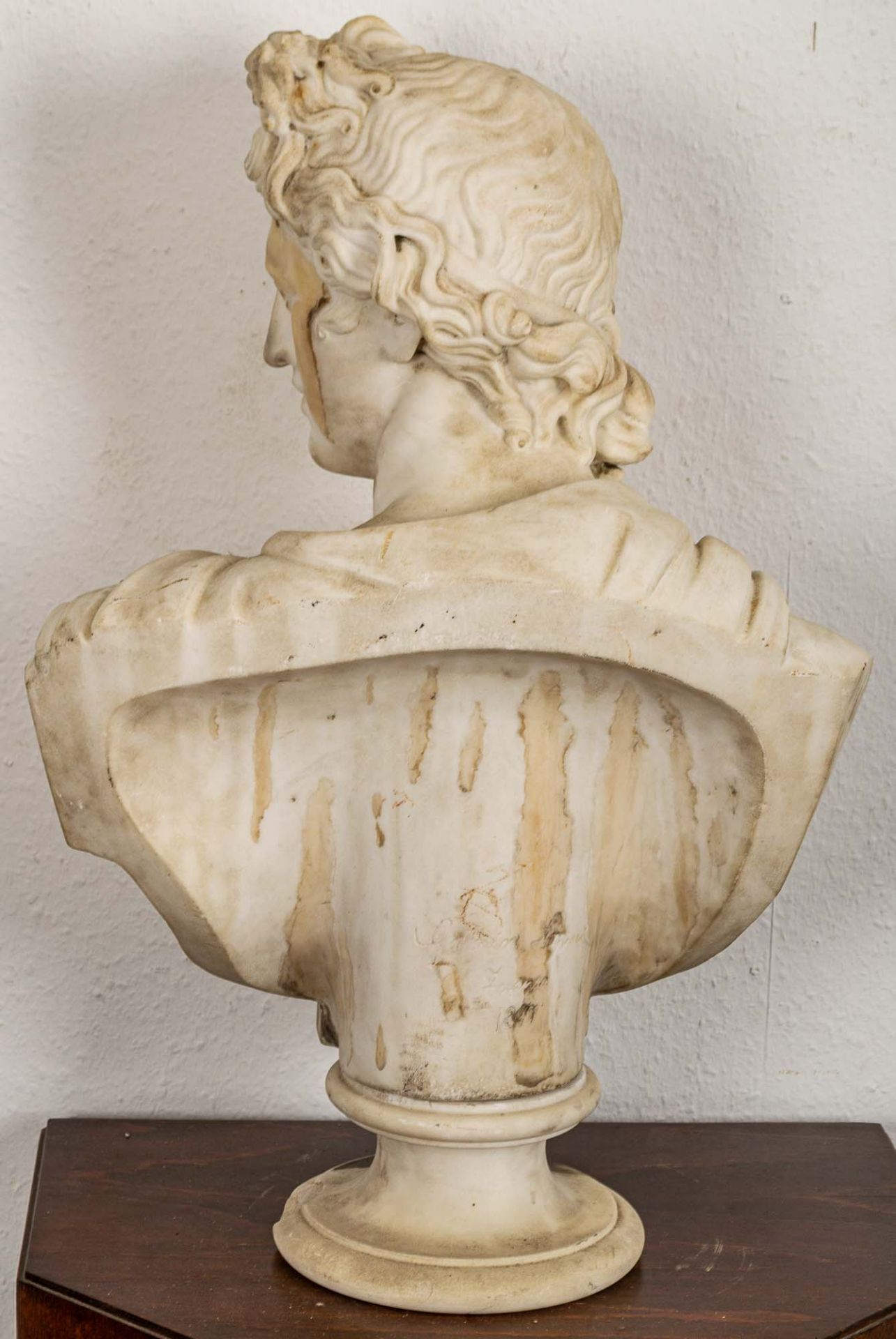 "APOLLO"; antike Marmorbüste des Gottes Apollo von Belvedere, Italien Ende 19. - Bild 12 aus 19
