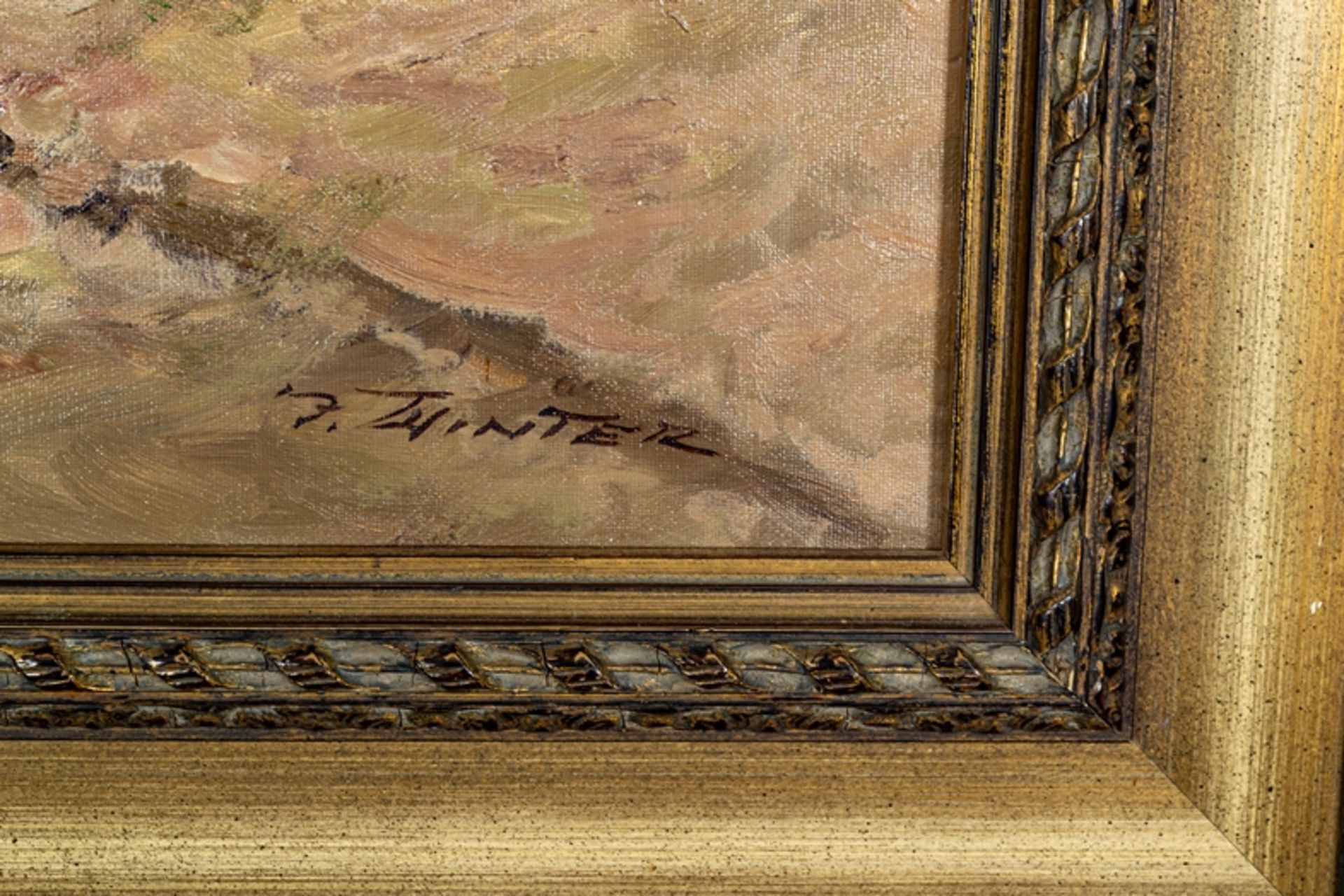 "Der Ausritt" - Gemälde, Öl auf Leinwand, ca. 80 x 70 cm, unten rechts signiert - Image 6 of 7