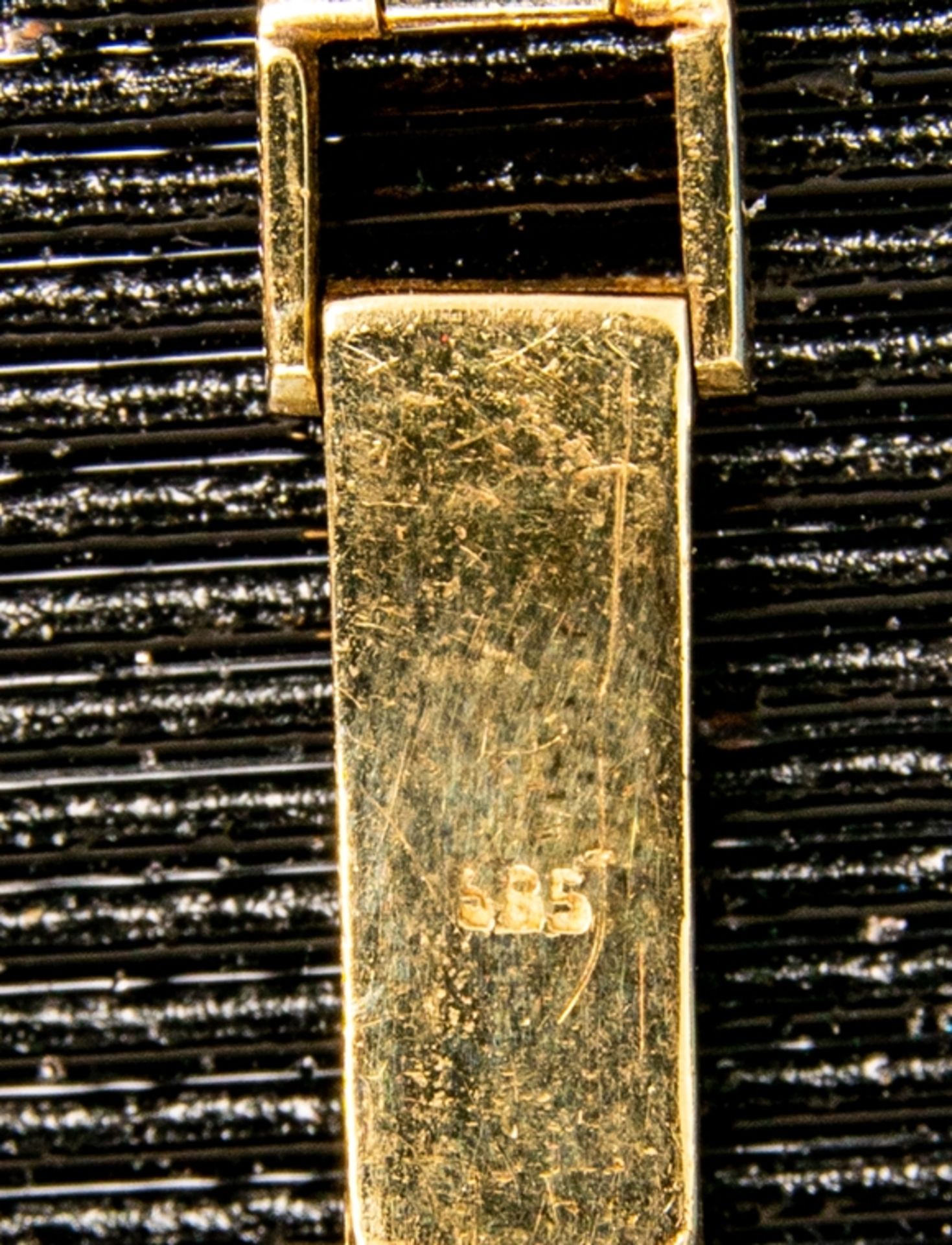 Elegante STOWA - Damenarmbanduhr, 585er Gelbgoldgehäuse und Armband mit Bügelve - Bild 6 aus 6
