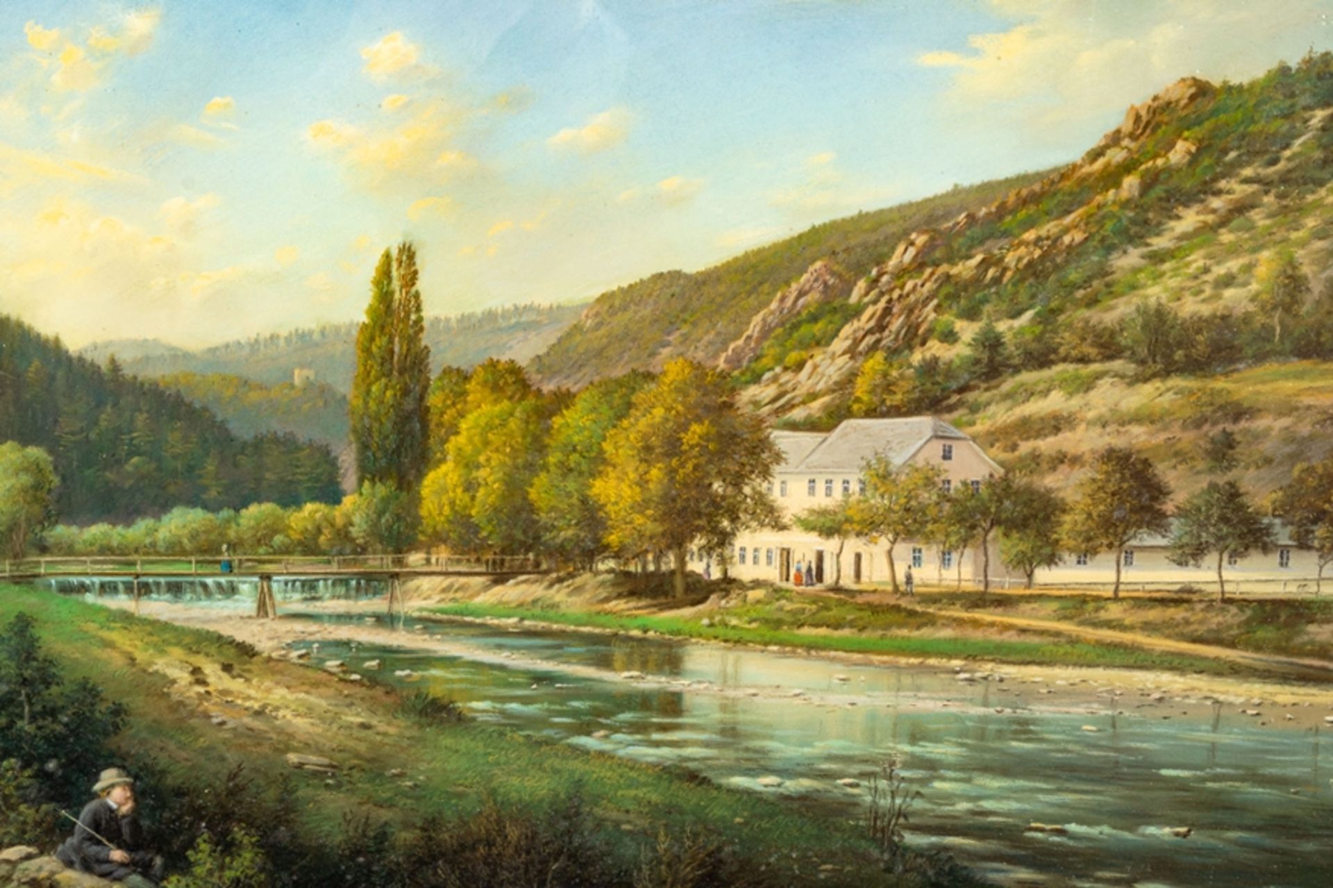 "Sommerliche Flusslandschaft im Elbsandsteingebirge" - detailreiches Pastell, c - Bild 3 aus 10