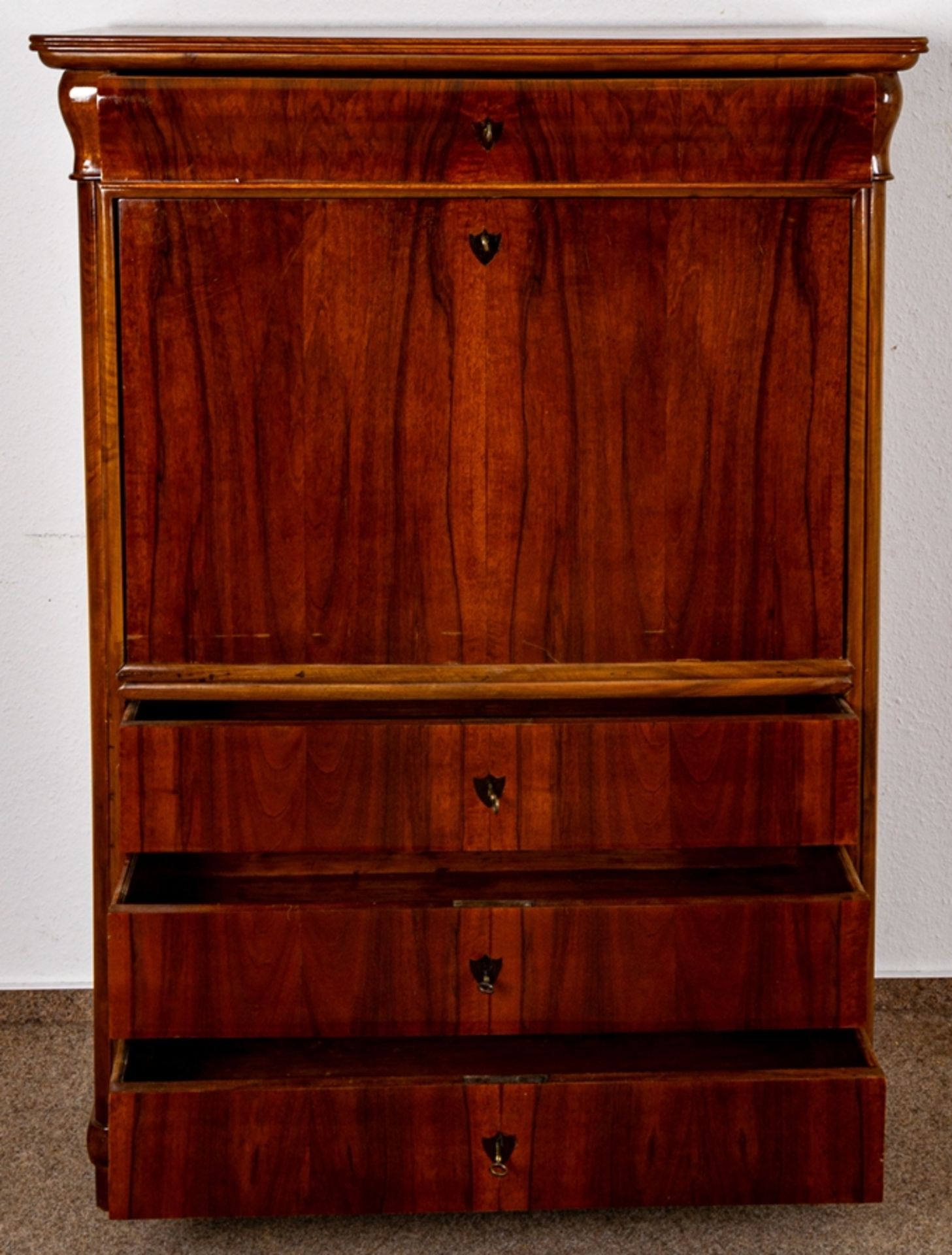 Antiker Sekretär, sog. Schreibschrank, süddeutsches Biedermeier um 1830/40, Nus - Image 7 of 26