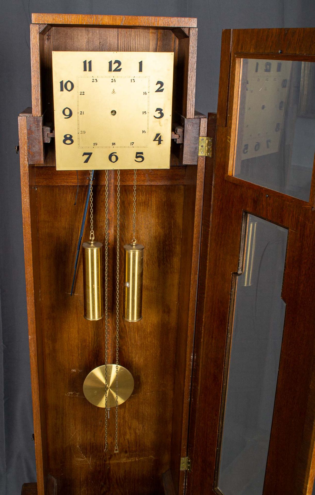 "GUSTAV BECKER" Bodenstanduhr, Art-Deco um 1925/30, mit Eiche- & Nussbaum furni - Bild 6 aus 13