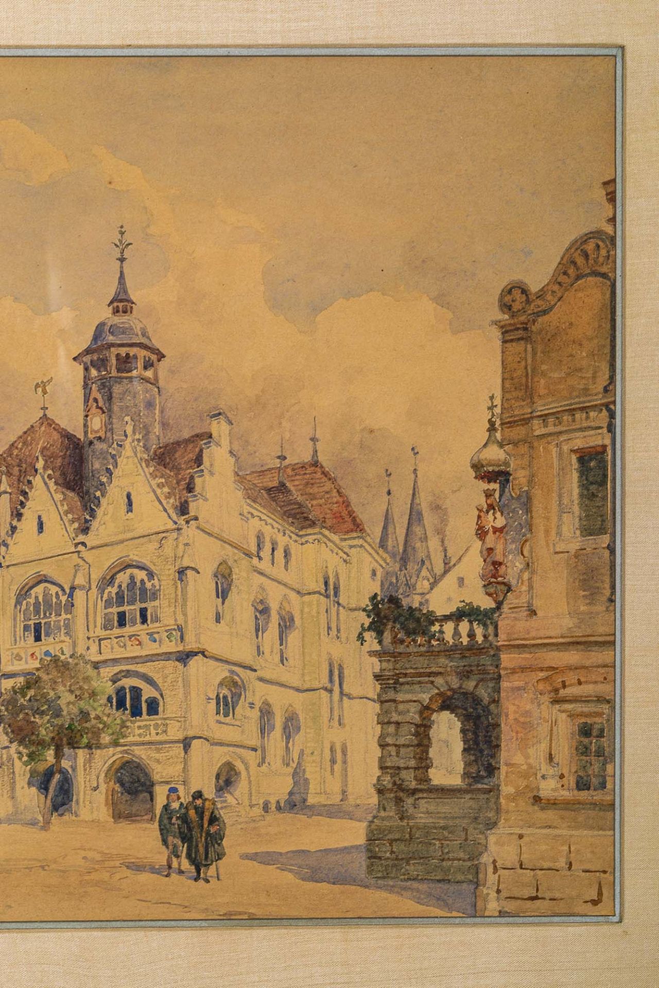 "Sommerliche Altstadtszenerie", Aquarell, ca. 27 x 39 cm, unten rechts monogram - Image 7 of 9