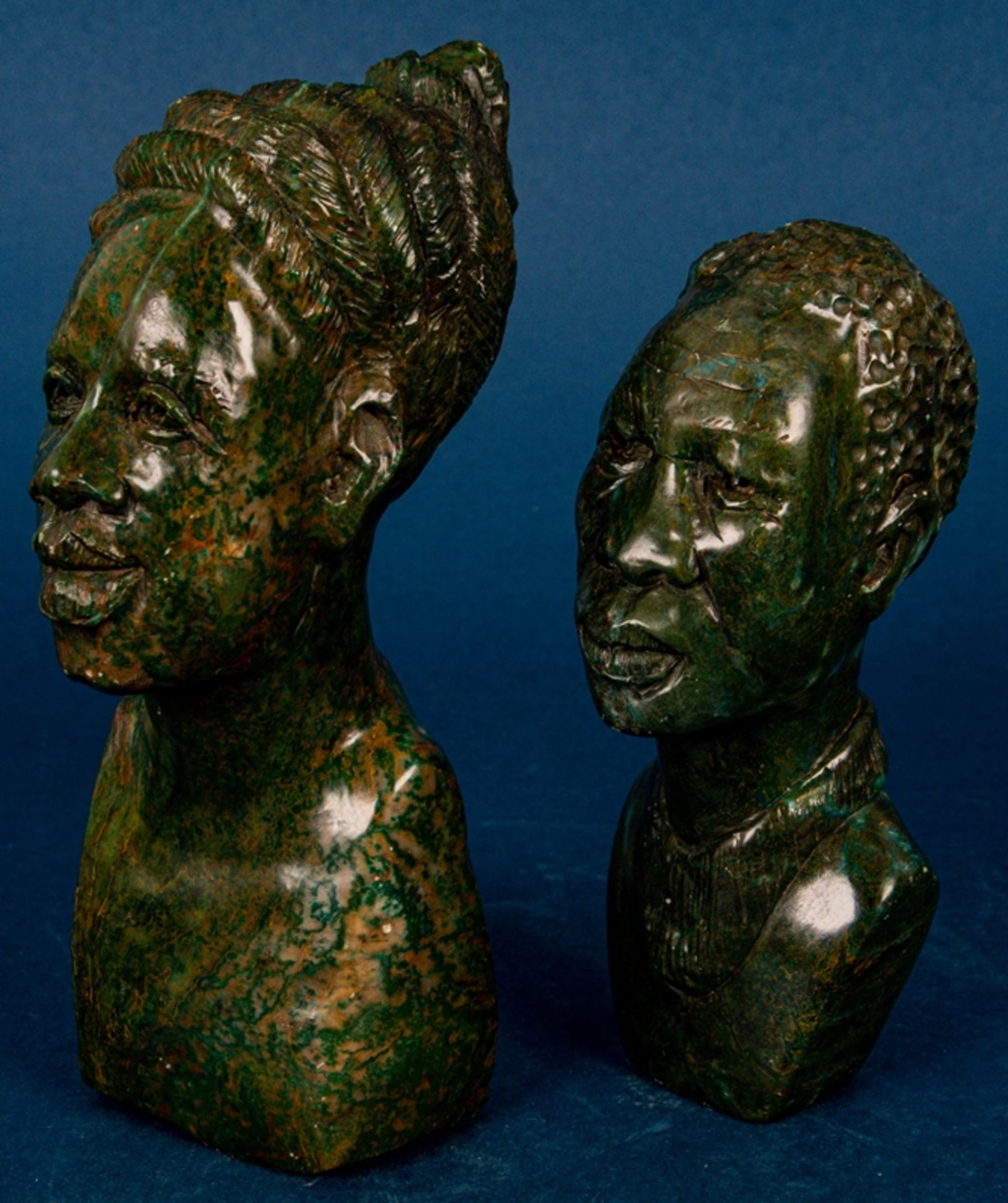 Paar afrikanischer Specksteinschnitzereien, Mann & Frau, Höhe ca. 18 bzw. ca. 1 - Image 7 of 12