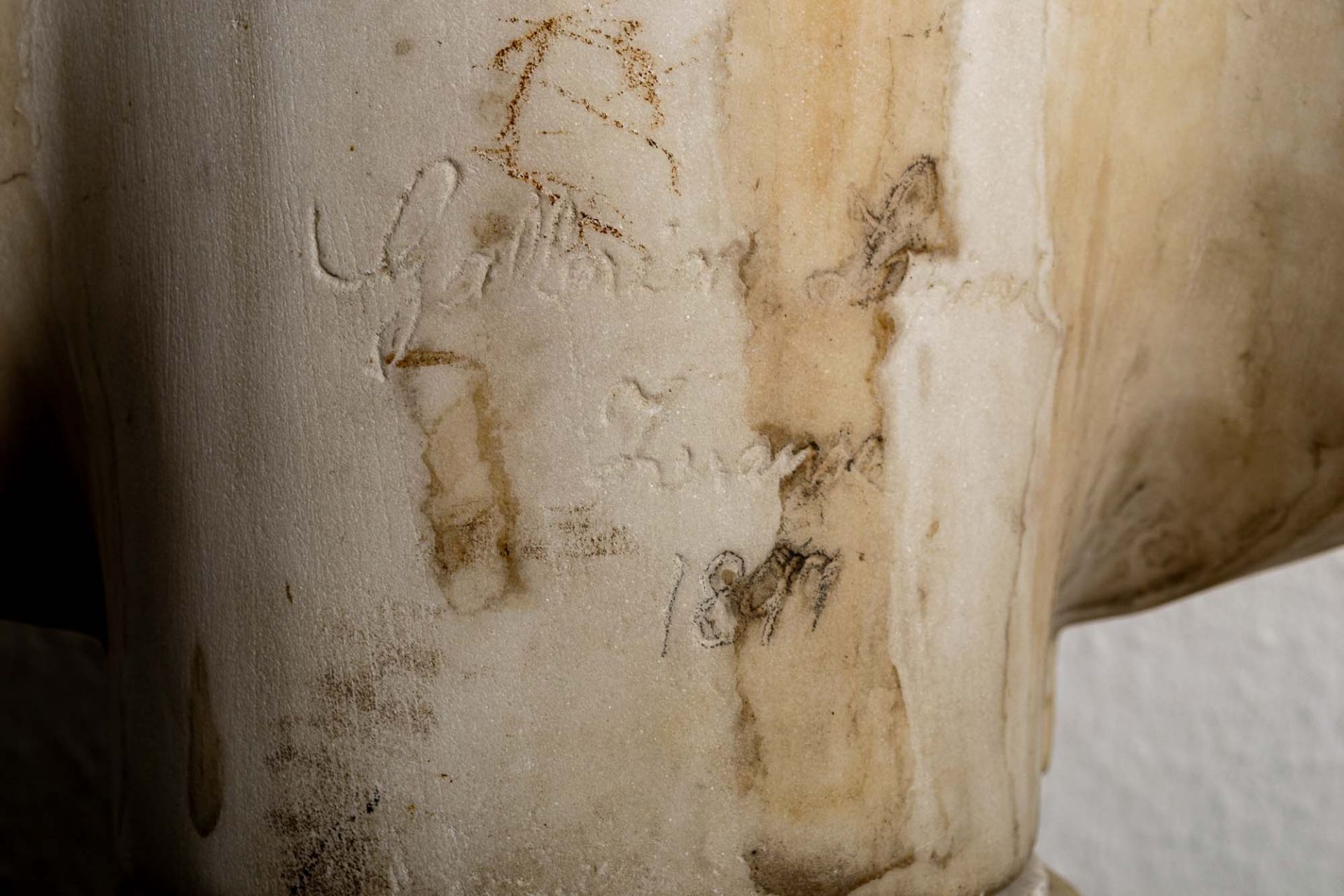 "APOLLO"; antike Marmorbüste des Gottes Apollo von Belvedere, Italien Ende 19. - Image 15 of 19