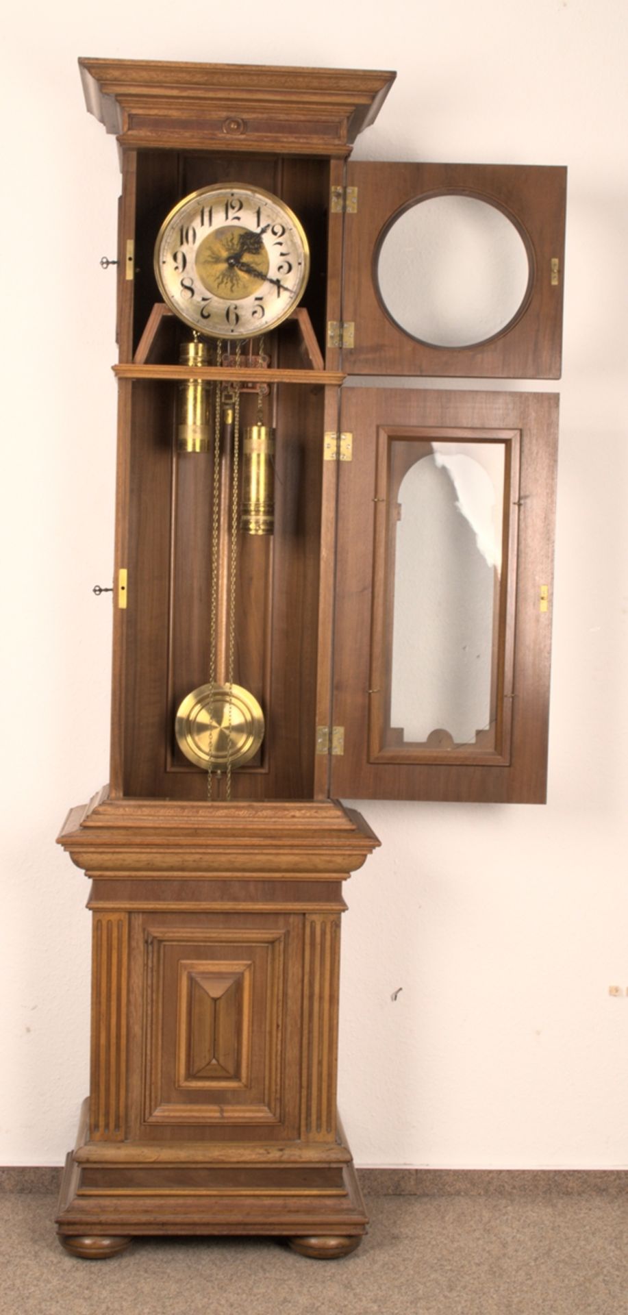 Antike Bodenstanduhr, Historismus um 1880/90, zweigewichtiges, ungeprüftes, mec - Bild 5 aus 27