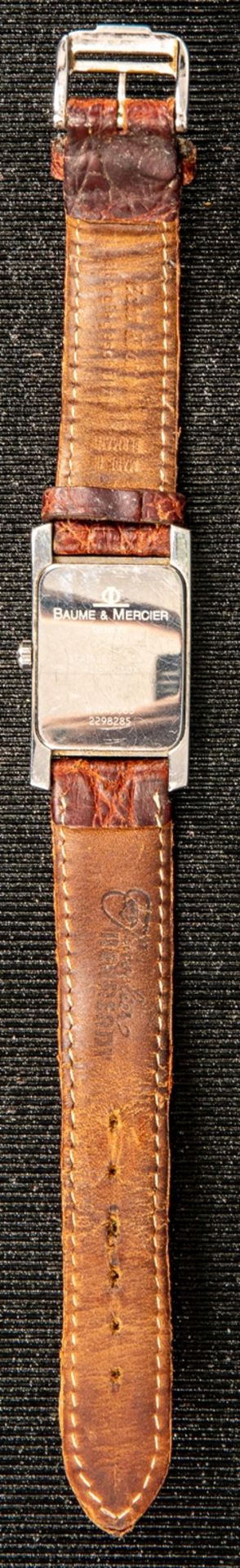 Zeitlos elegante "BAUME & MERCIER" Unisex-Armbanduhr, poliertes rechteckiges Ed - Bild 3 aus 7